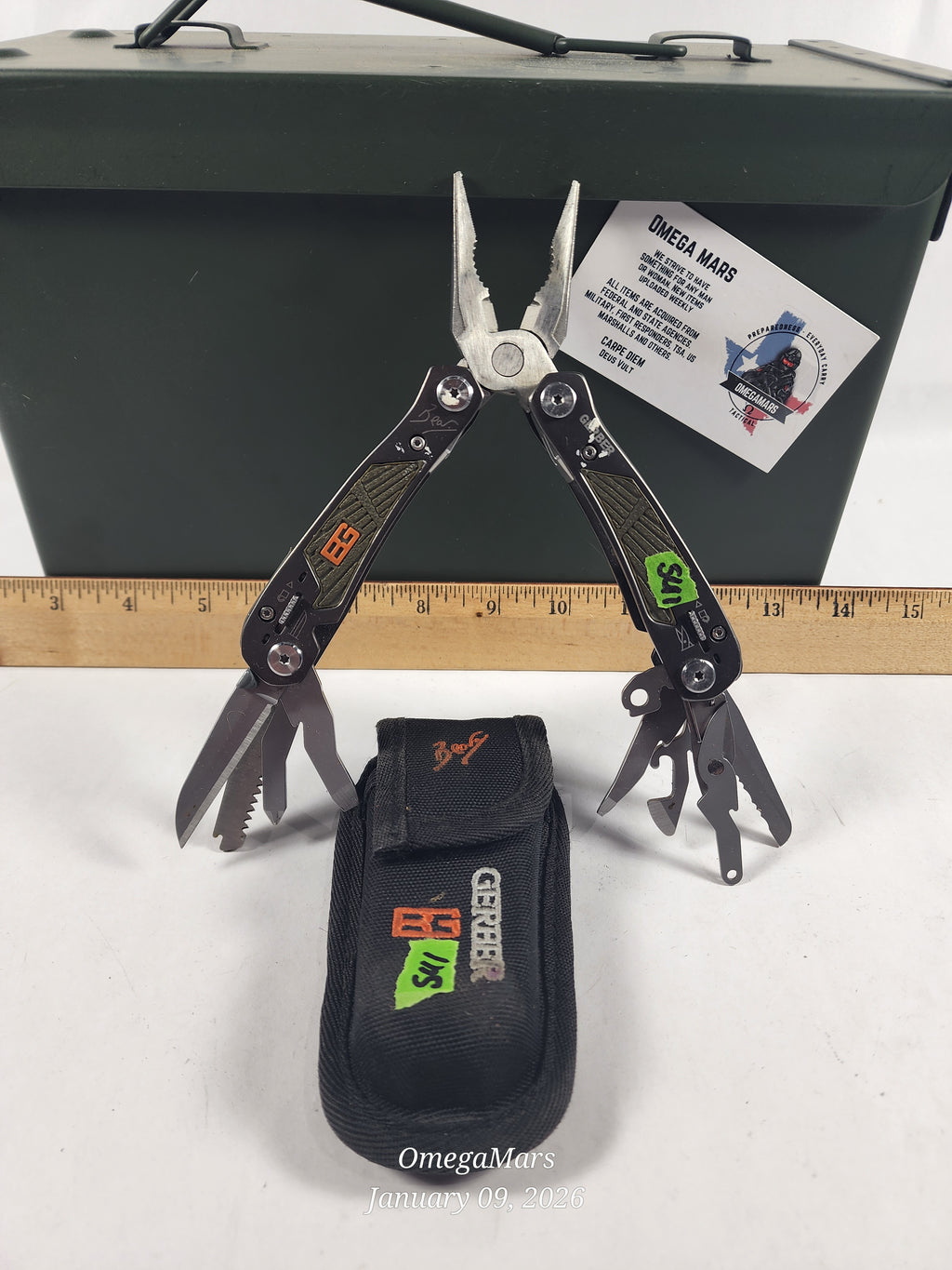 Gerber Bear Grylls Ultimate Gray Stainless Steel Multi-Tool Pliers 12 Tool