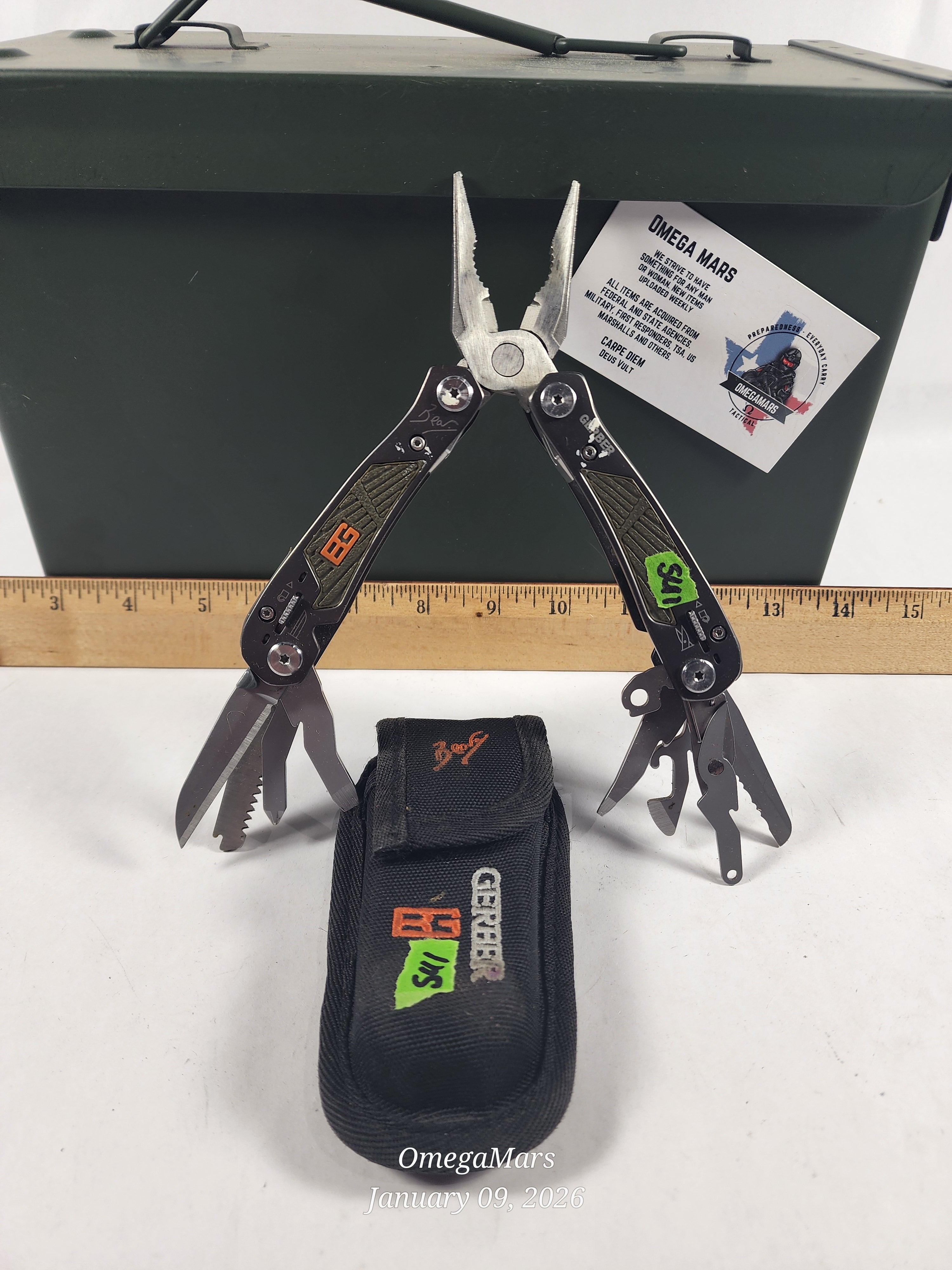 Gerber Bear Grylls Ultimate Gray Stainless Steel Multi-Tool Pliers 12 Tool