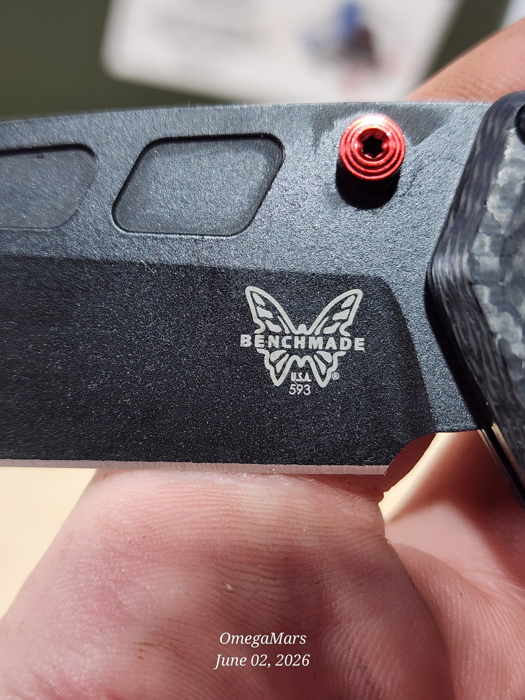BENCHMADE PSK™ | Carbon Fiber & Black G10 - Light Usage - #107Gr