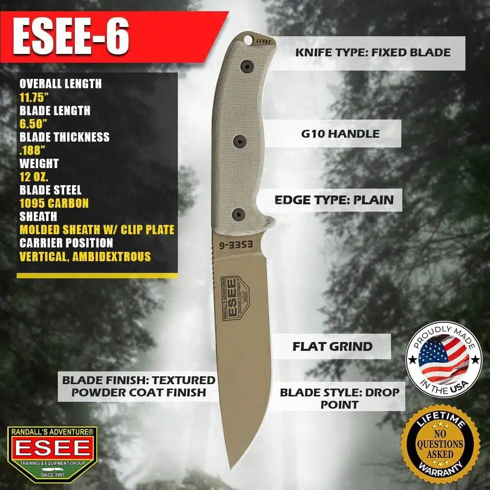 ESEE Model 6 Tactical Dark Earth - ES6PDE  - BRAND NEW