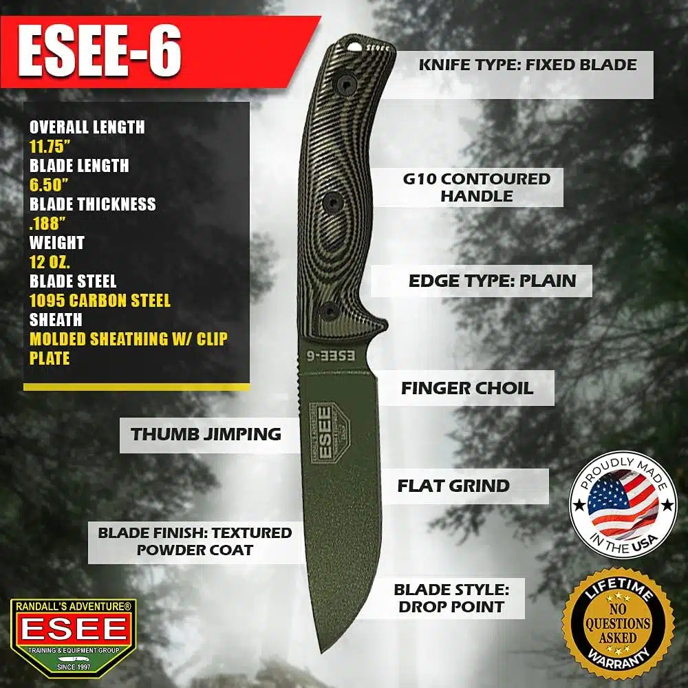 ESEE Model 6 Fixed Blade OD - ES6POD003  - BRAND NEW