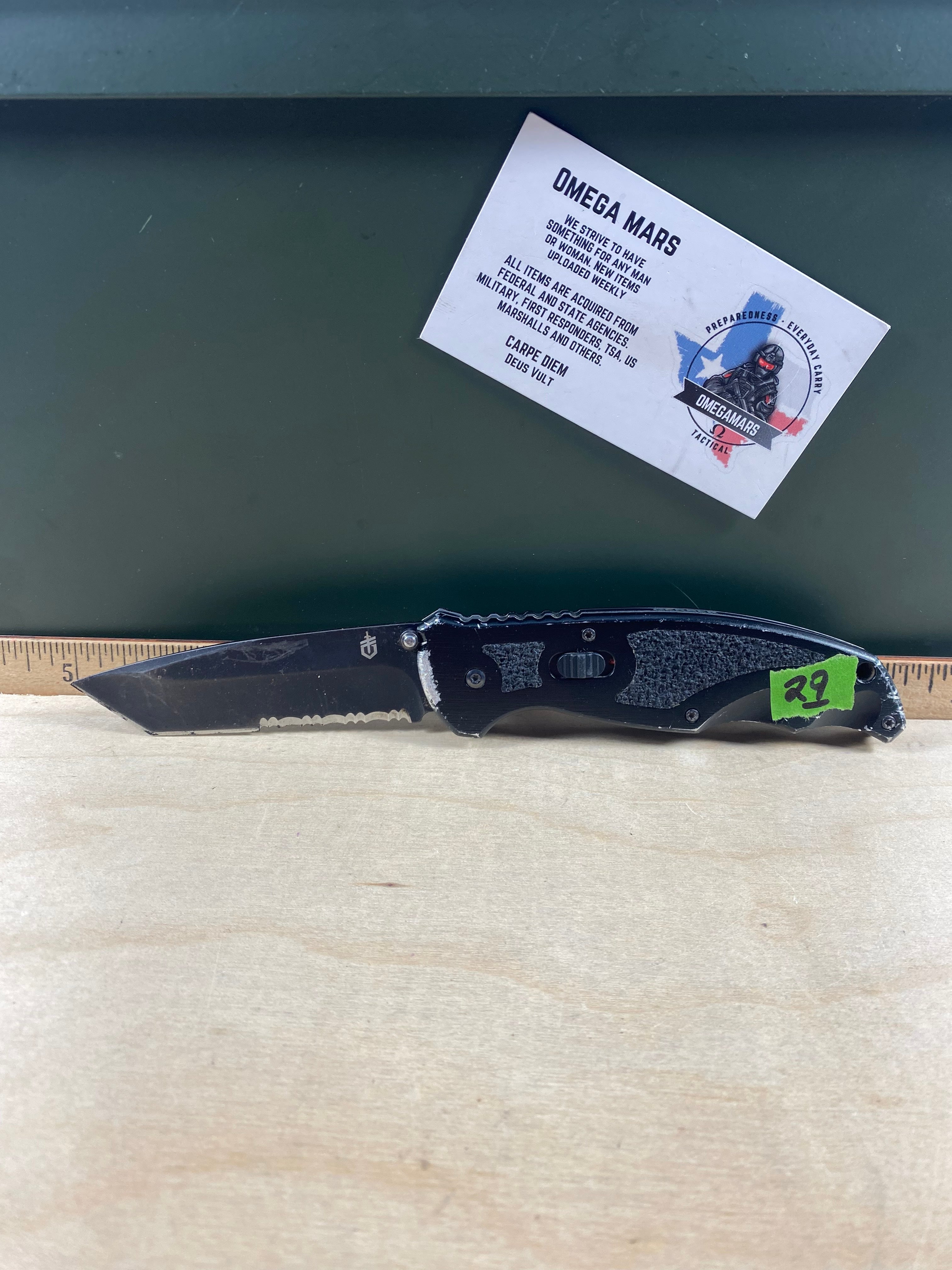 Gerber #29 Answer 3.25 Spring Assisted Tanto Knife. Light usage. Dirty. DISCONTINUED. (MSRP $94.00 NEW)