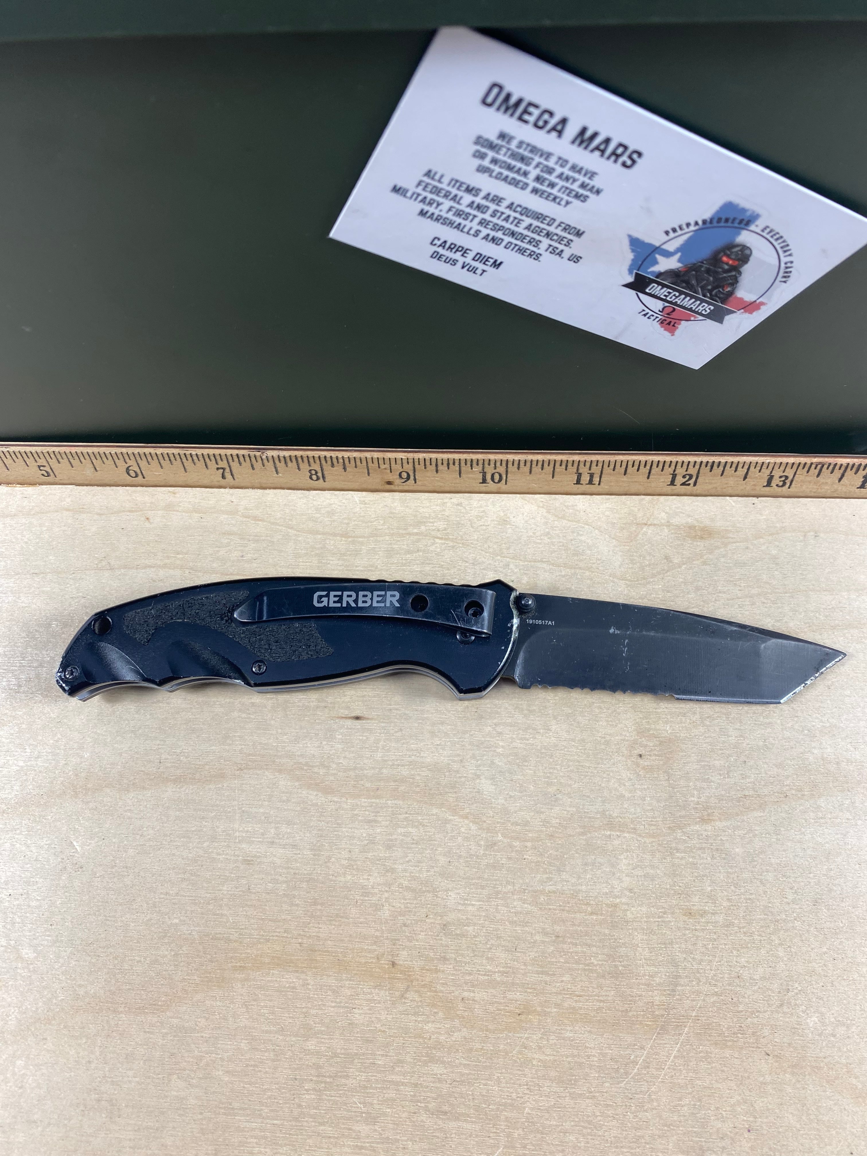 Gerber #29 Answer 3.25 Spring Assisted Tanto Knife. Light usage. Dirty. DISCONTINUED. (MSRP $94.00 NEW)