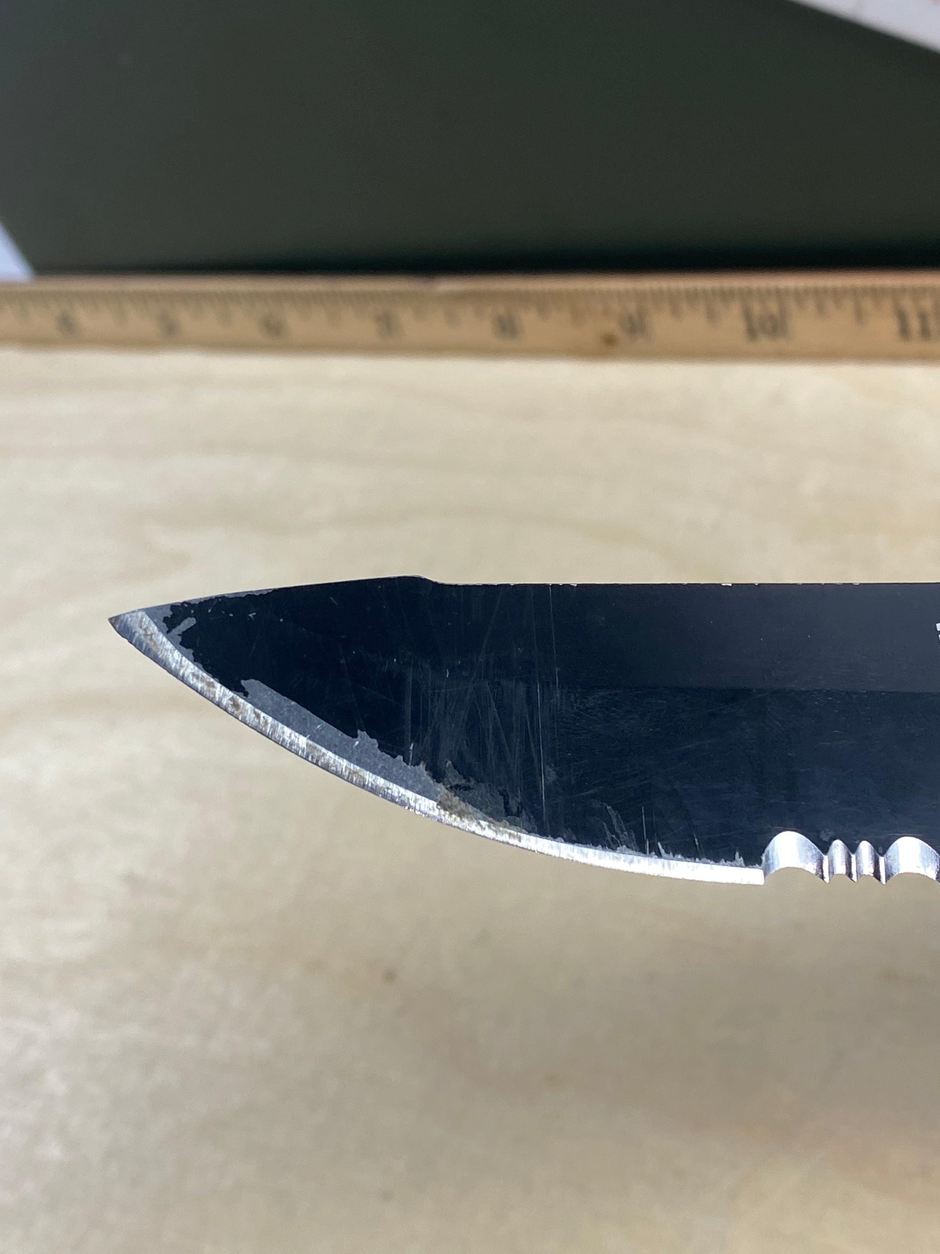 Gerber #32 Hinderer CLS Combat Life Saver Rescue Knife. Moderate usage. Resharpened. Pocket clip a little loose. (MSRP $90.00 NEW)