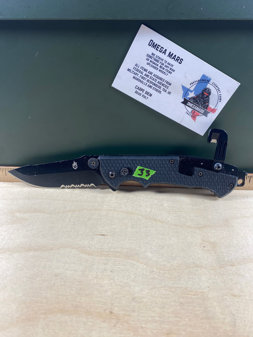 Gerber #33 Hinderer CLS Combat Life Saver Rescue Knife. Light usage. (MSRP $90.00 NEW)