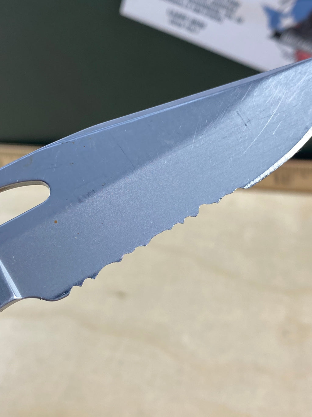Gerber #42 450 EZ Out Pocket Knife Lockback combo Edge Blade. Light usage. Chip on blade.