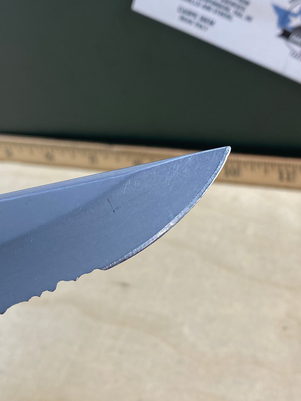 Gerber #42 450 EZ Out Pocket Knife Lockback combo Edge Blade. Light usage. Chip on blade.