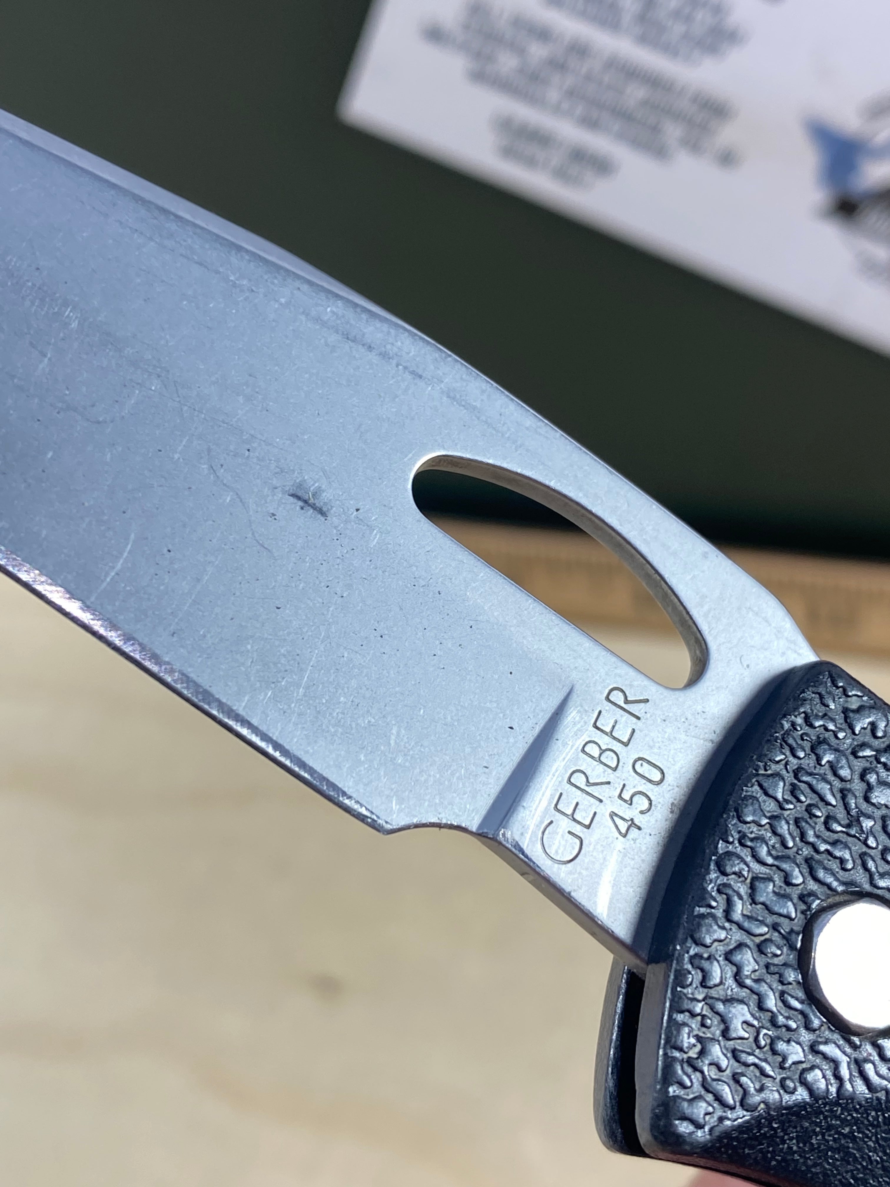 Gerber #44 450 EZ Out Pocket Knife Lockback combo Edge Blade. Light usage. Resharpened.