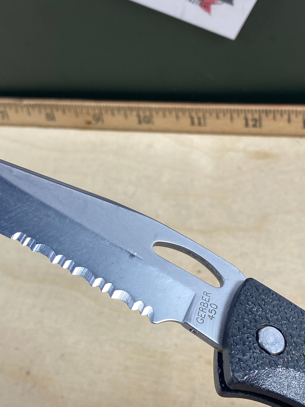 Gerber #49 450 EZ Out Pocket Knife Lockback combo Edge Blade. Light usage.