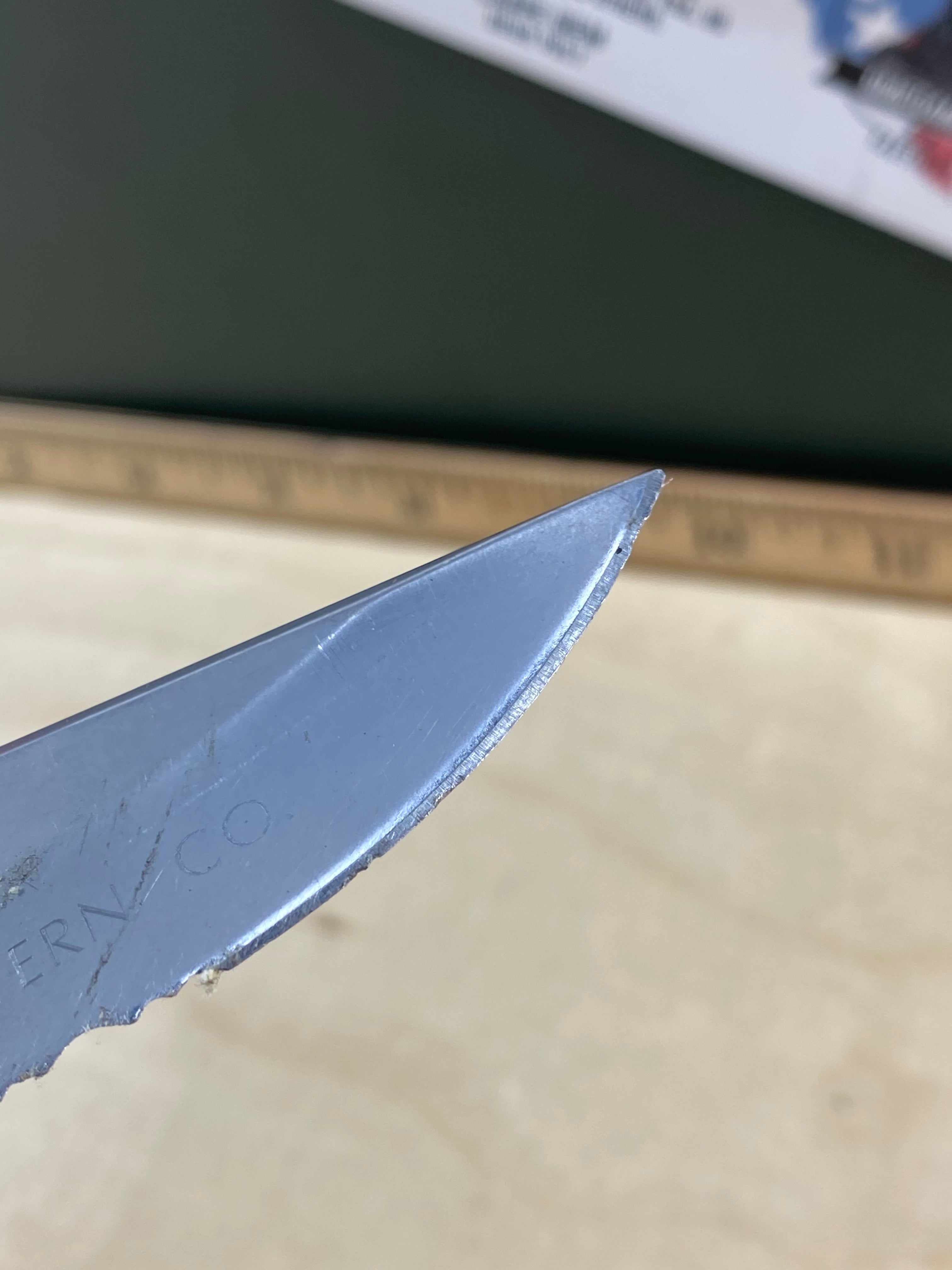 Gerber #59 450 EZ Out Pocket Knife Lockback combo Edge Blade. Light usage. Dirty and chips on blade.