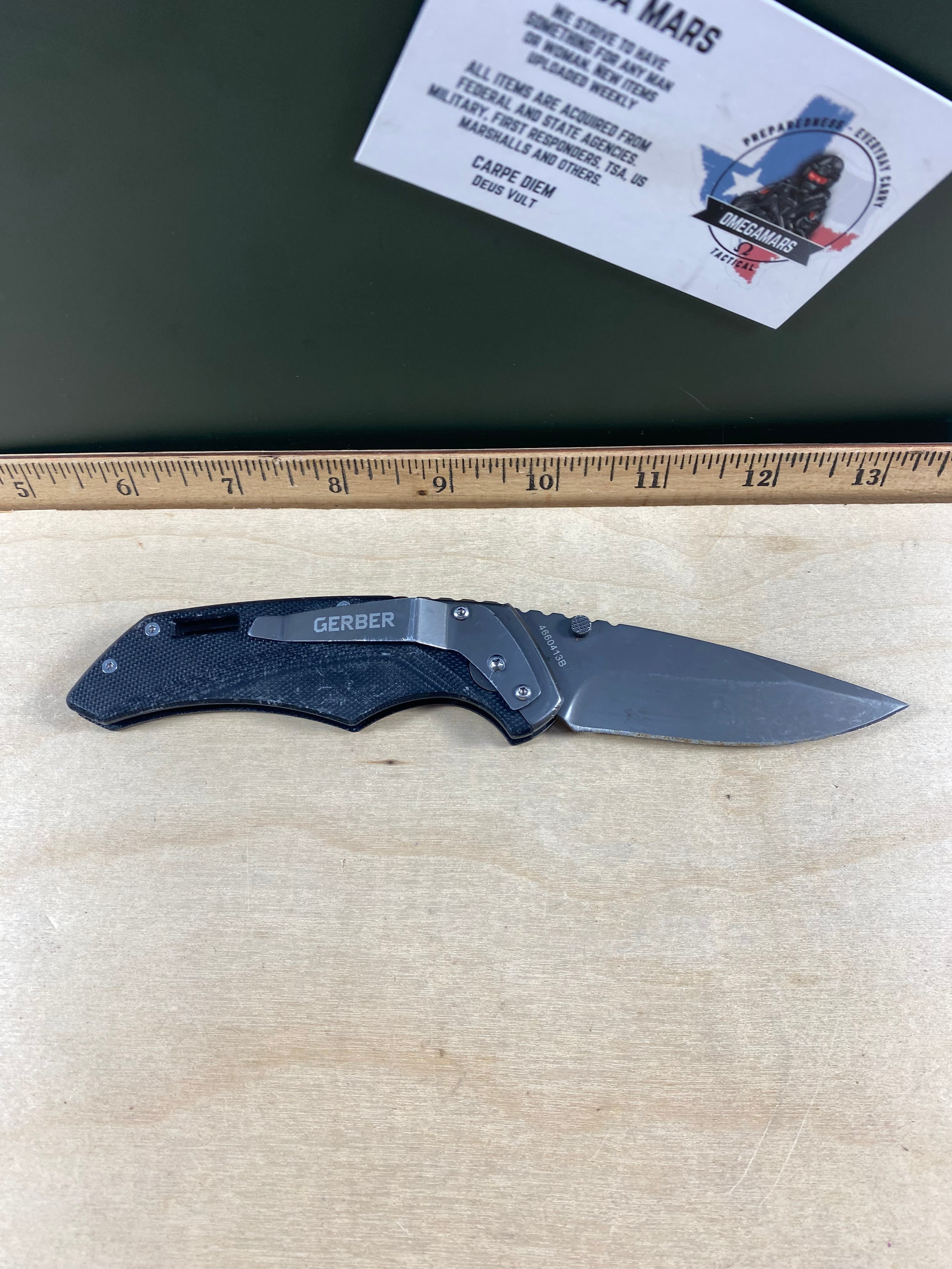 Gerber #96 Contrast Frame Lock Knife. Light usage. Resharpened. Chip on blade and dirty.