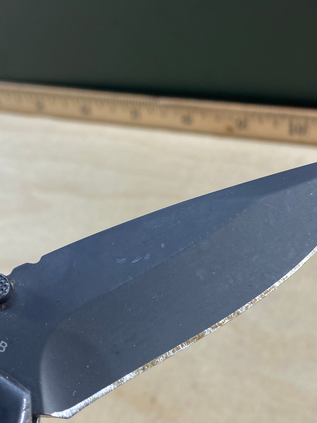 Gerber #96 Contrast Frame Lock Knife. Light usage. Resharpened. Chip on blade and dirty.