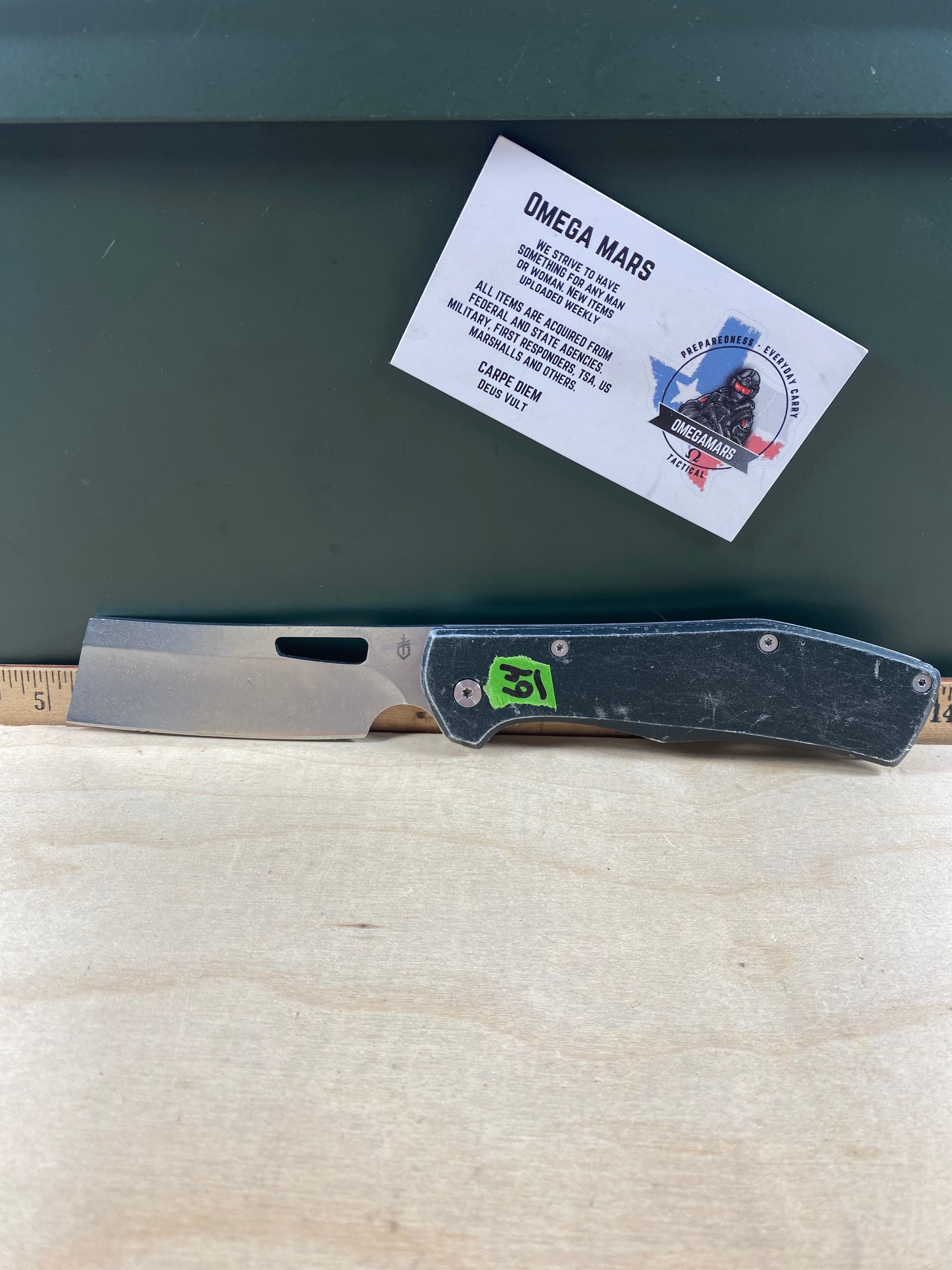 Gerber #64 FlatIron Cleaver Folding Knife. Light usage. Chip on Blade. (MSRP $52.00 NEW)