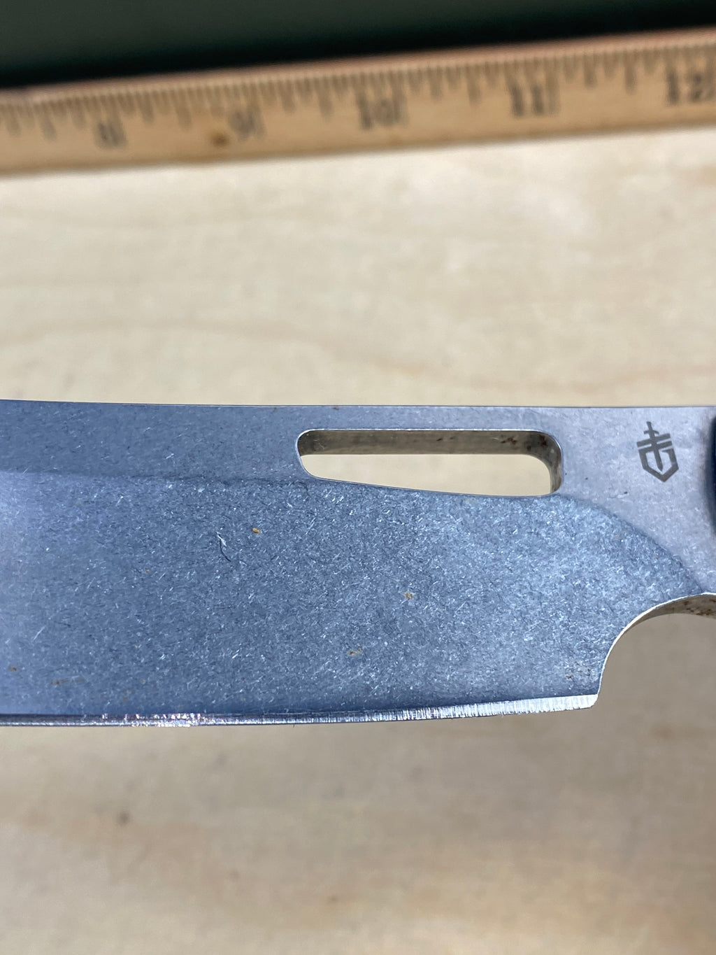 Gerber #64 FlatIron Cleaver Folding Knife. Light usage. Chip on Blade. (MSRP $52.00 NEW)