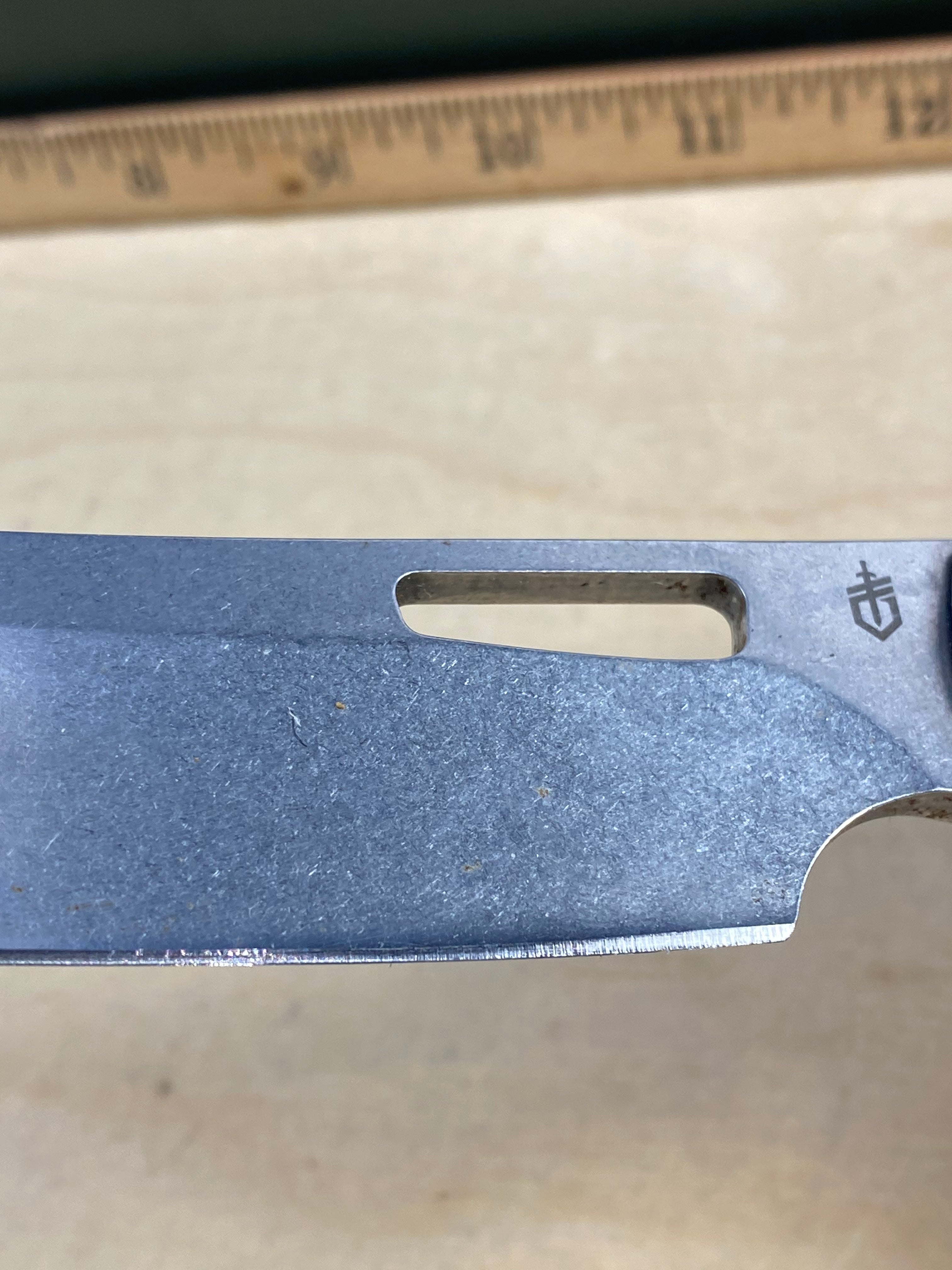 Gerber #64 FlatIron Cleaver Folding Knife. Light usage. Chip on Blade. (MSRP $52.00 NEW)