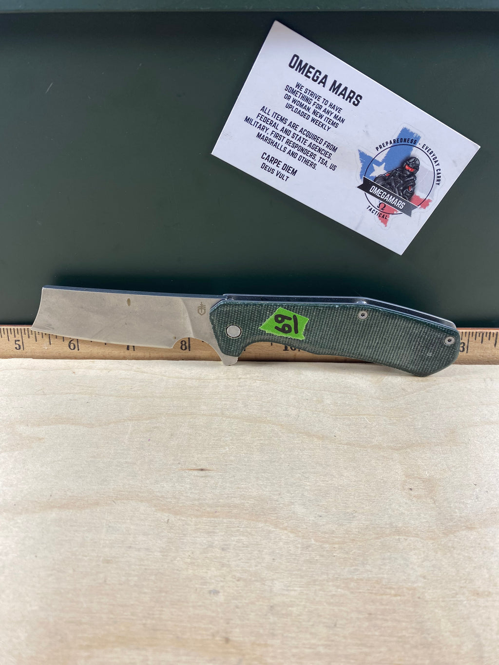Gerber #69 FlatIron Cleaver Folding Knife with Micarta Handle. Light usage.