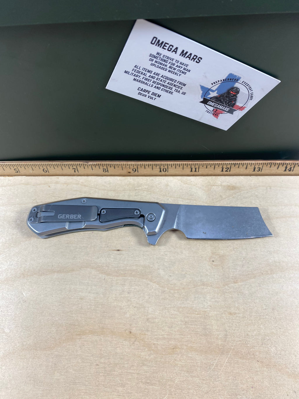 Gerber #69 FlatIron Cleaver Folding Knife with Micarta Handle. Light usage.