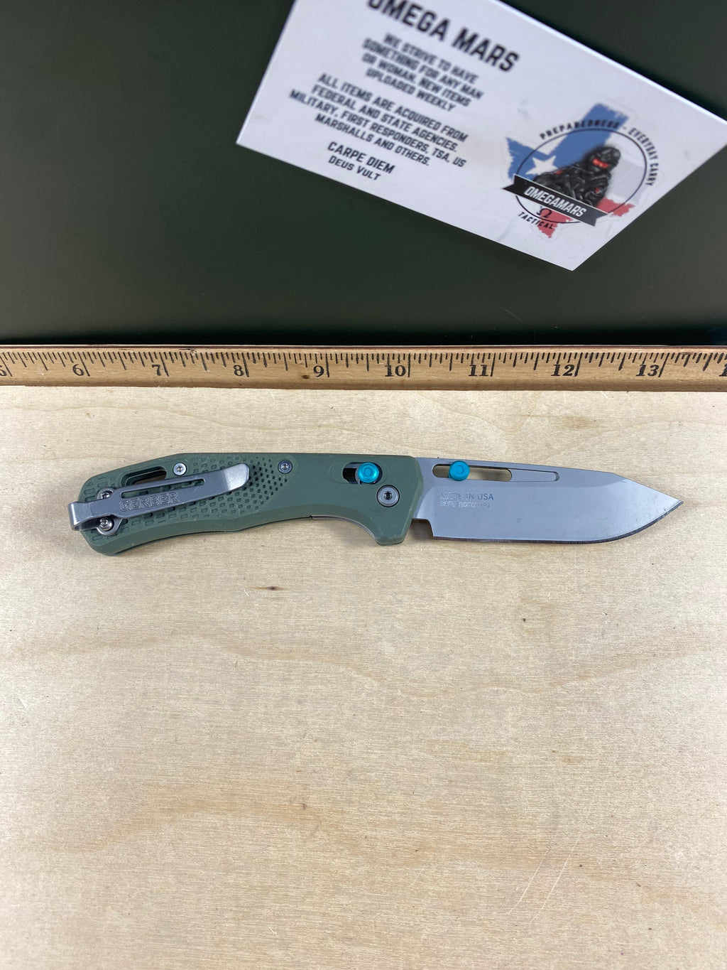 Gerber #108 Assert Green. Light usage and pocket clip loose. (MSRP $199.99 NEW)