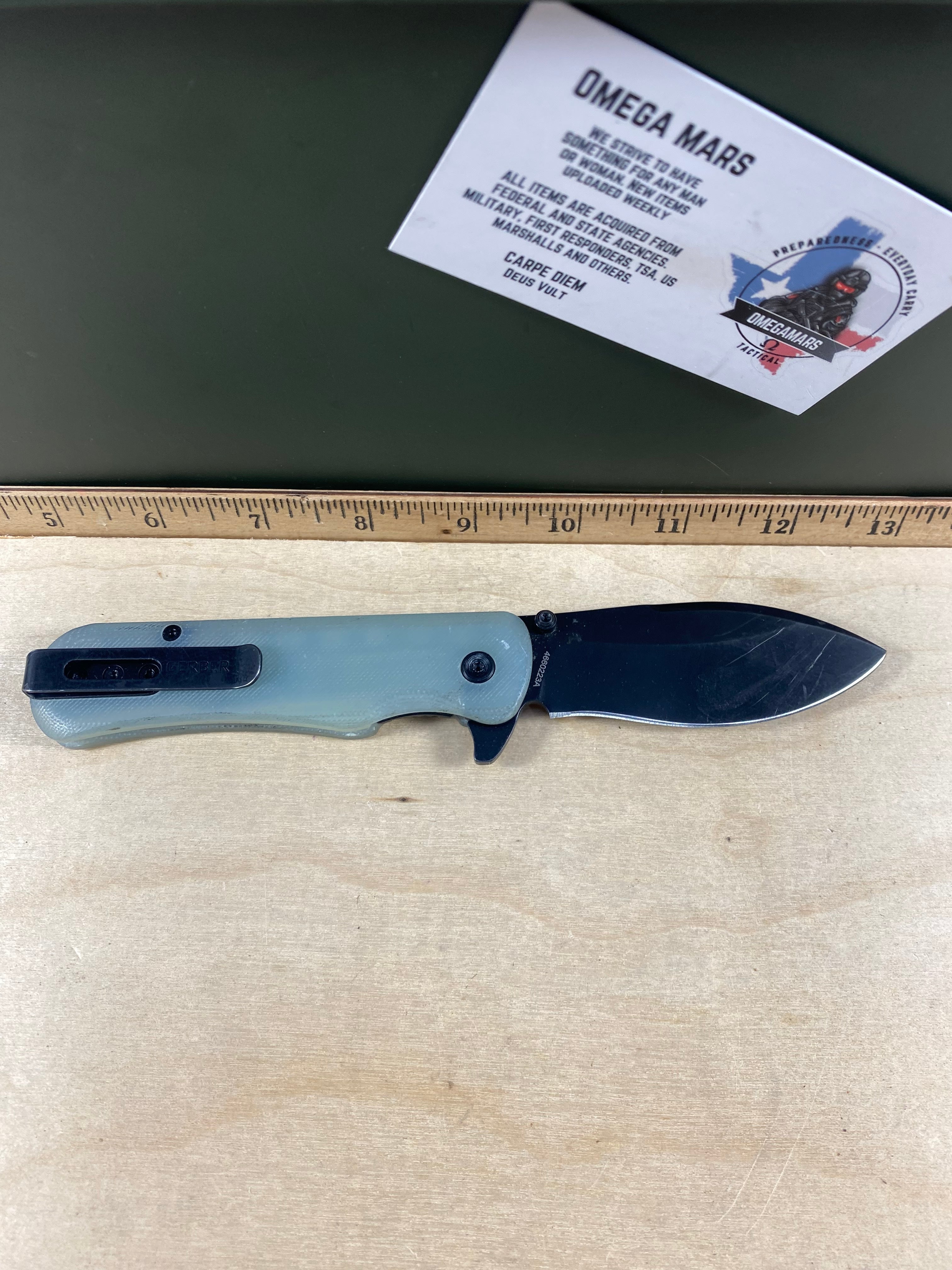 Gerber #119 Confidant-Jade. Light usage. (MSRP $54.99 NEW)