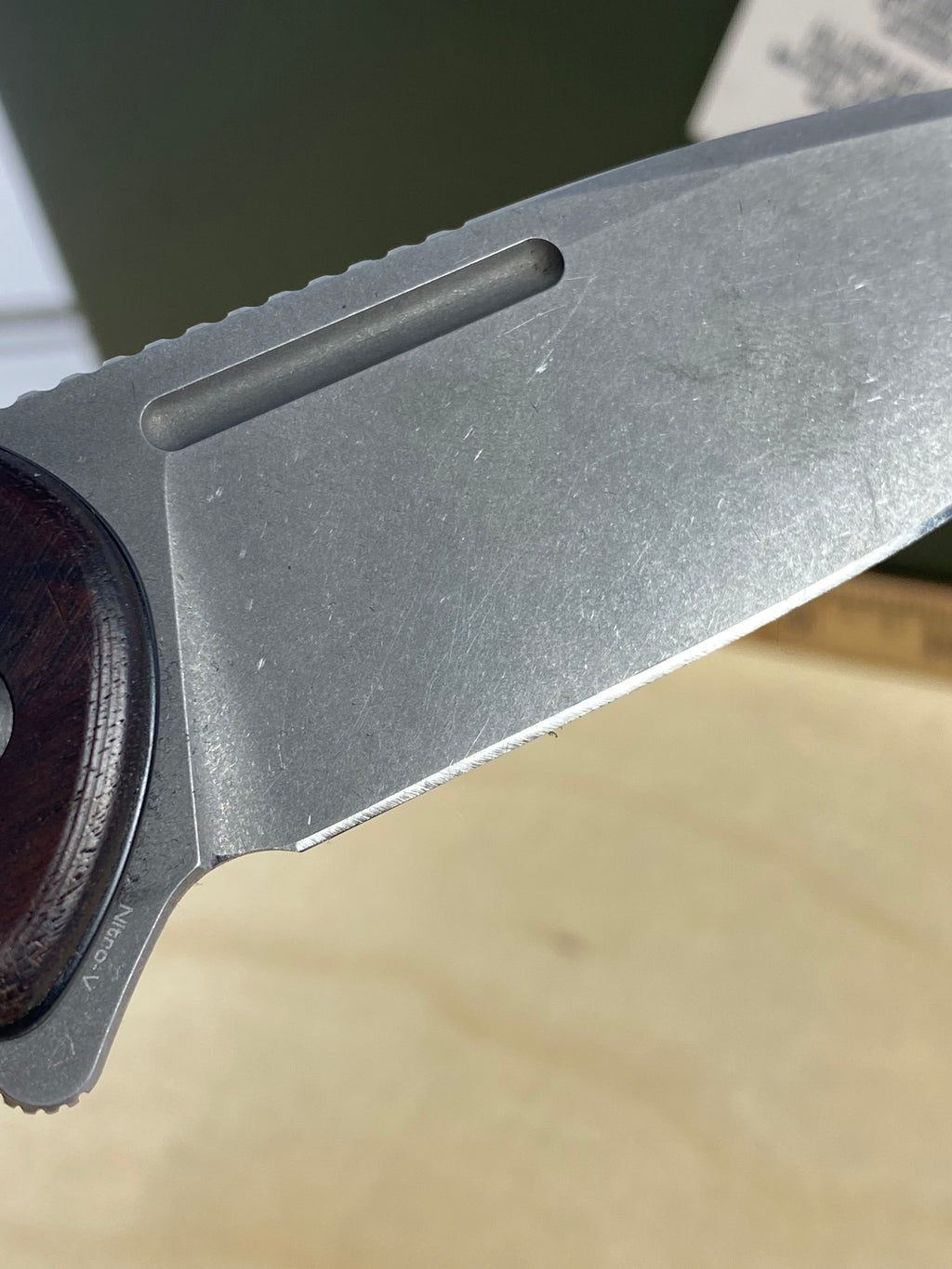 CIVIVI #14 Conspirator Flipper & Button Lock Knife Wood Handle. Light usage. Dirty. (MSRP $97.70 NEW)