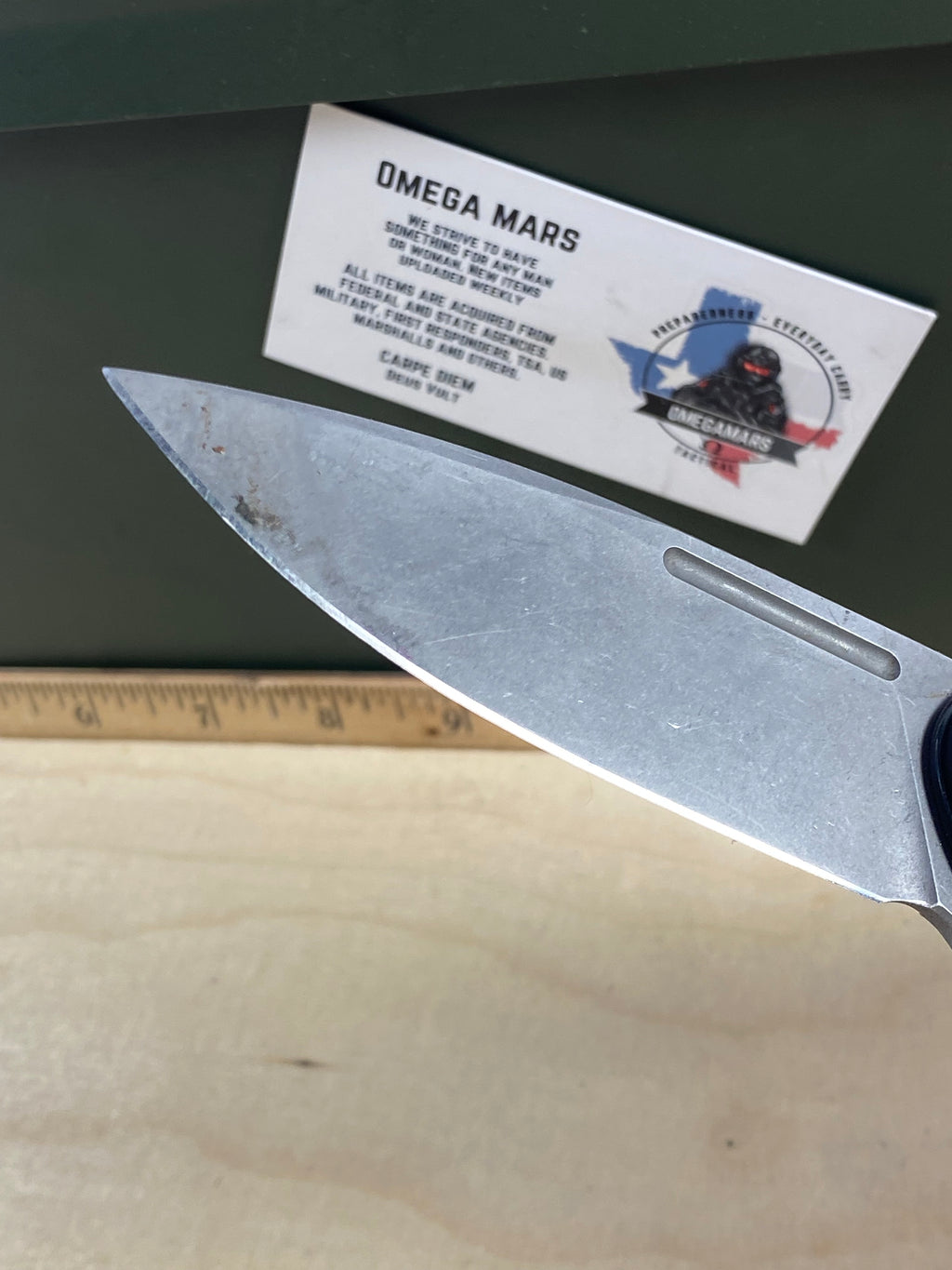 CIVIVI #14 Conspirator Flipper & Button Lock Knife Wood Handle. Light usage. Dirty. (MSRP $97.70 NEW)