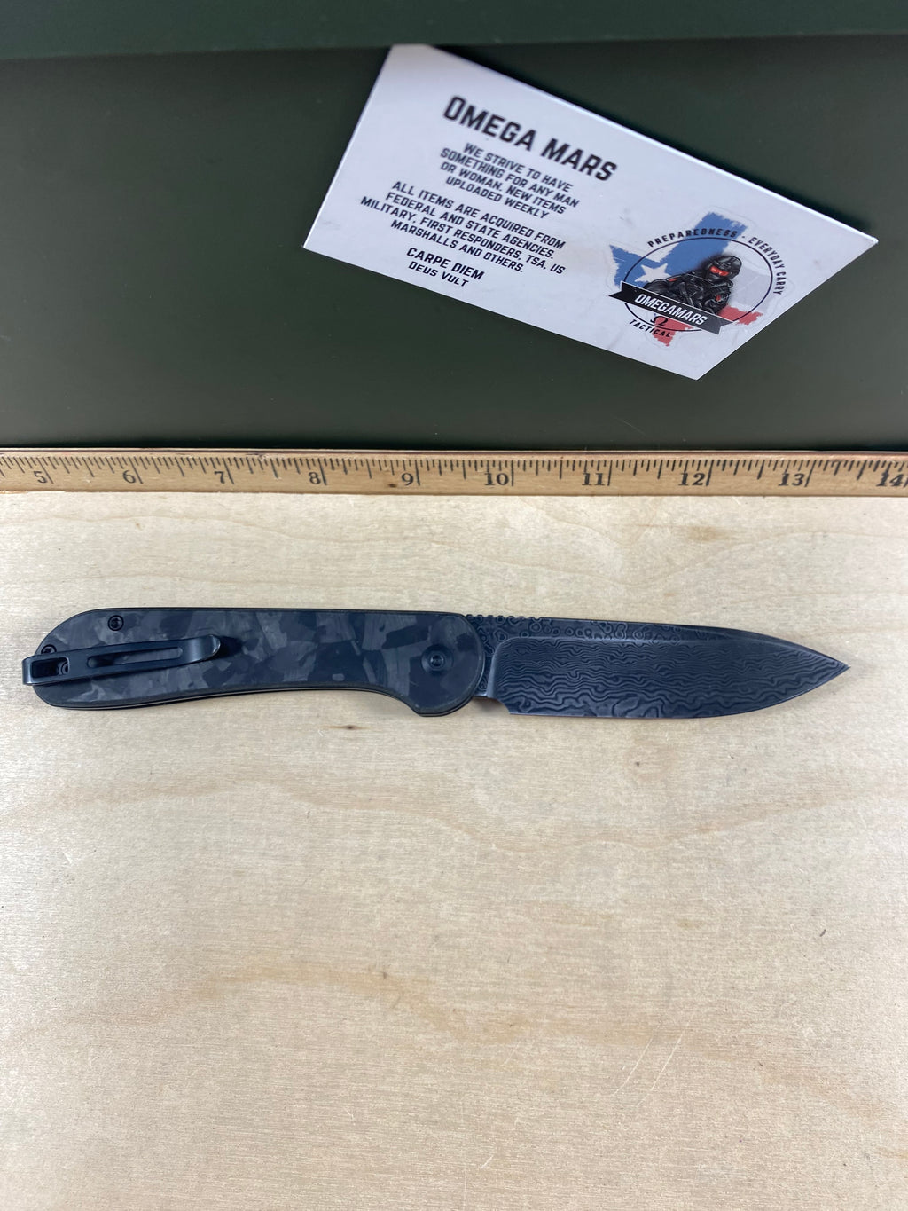 CIVIVI #15 Button Lock Elementum Damascus Pocket Knife. Light usage. (MSRP $126.00 NEW)