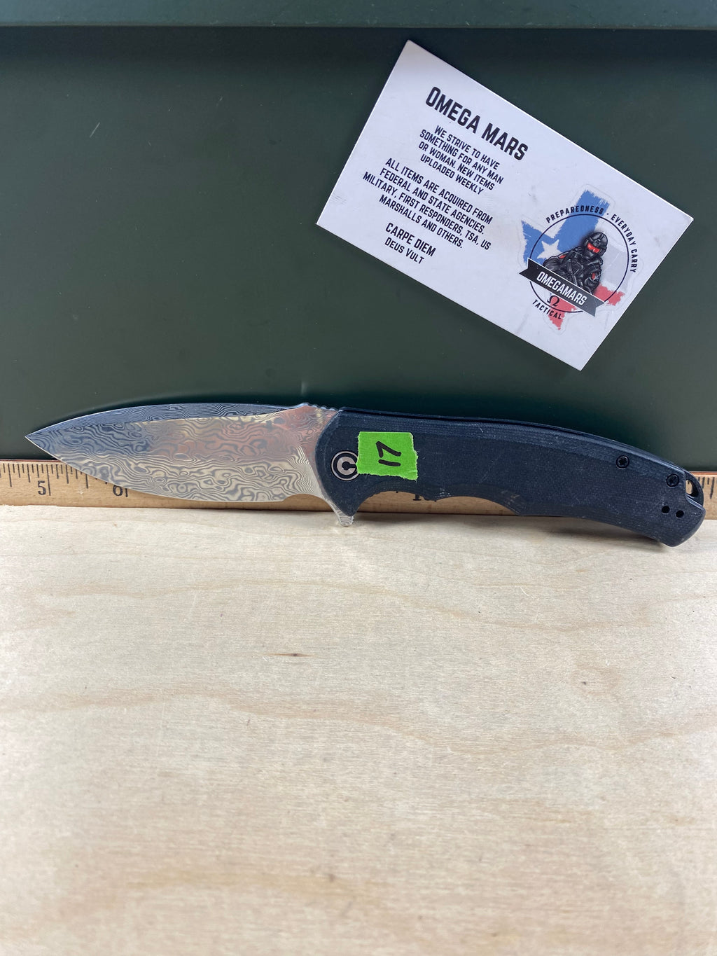 CIVIVI #17 Praxis Knife C803DS - Damascus Spear Point - Black G10 - Liner Lock Flipper Folder. Light usage.