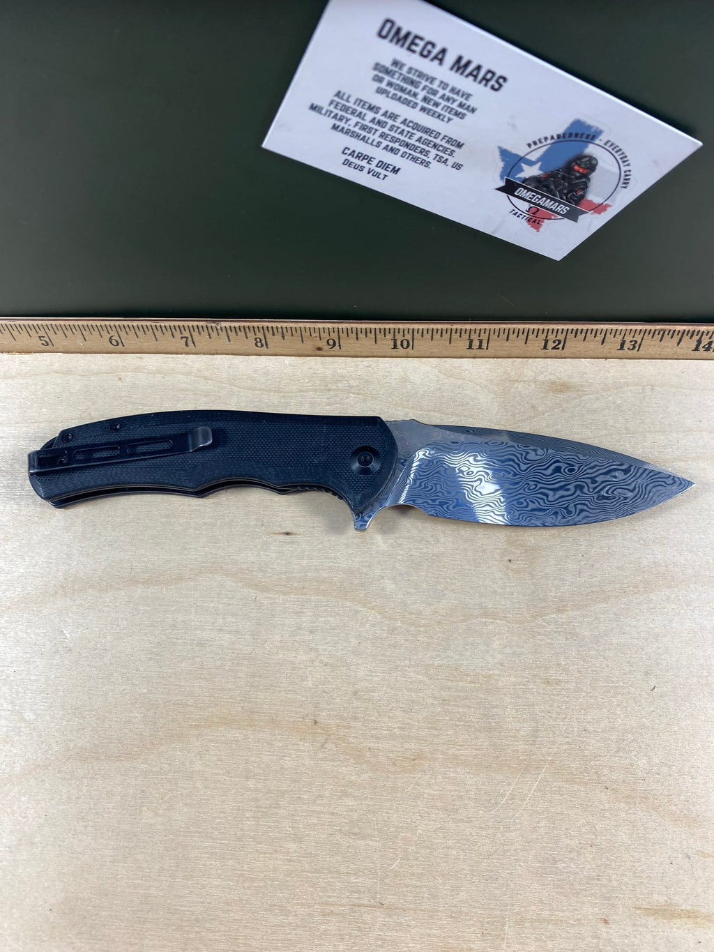CIVIVI #17 Praxis Knife C803DS - Damascus Spear Point - Black G10 - Liner Lock Flipper Folder. Light usage.