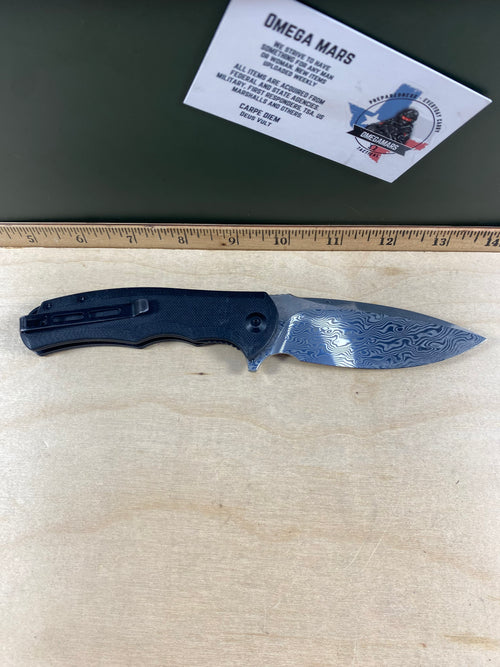 CIVIVI #17 Praxis Knife C803DS - Damascus Spear Point - Black G10 - Liner Lock Flipper Folder. Light usage.
