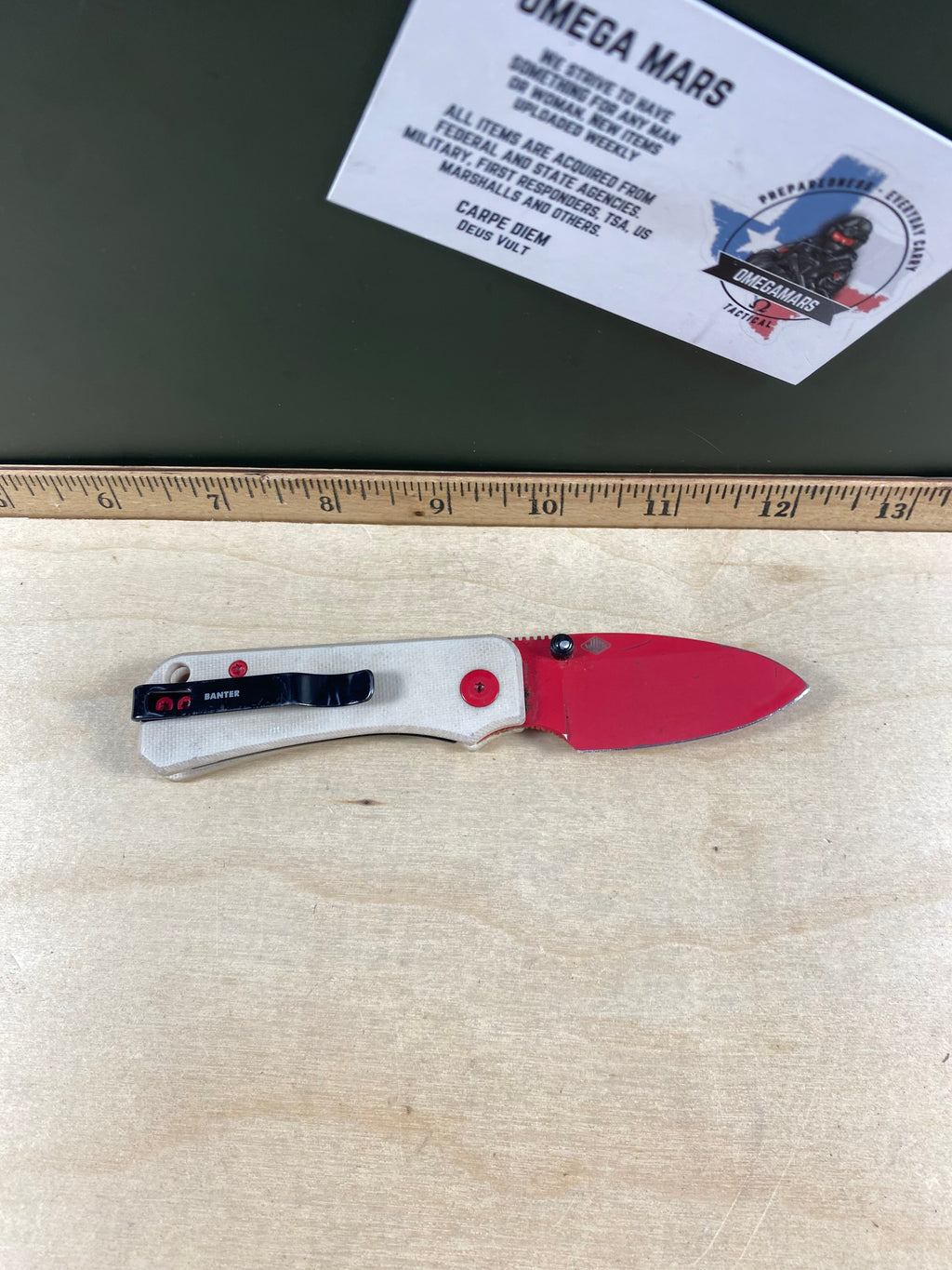 CIVIVI #19 Baby Banter Thumb Stud Knife G10 Handle. Light usage. Chip on blade, resharpened and dirty. (MSRP $73.00 NEW)