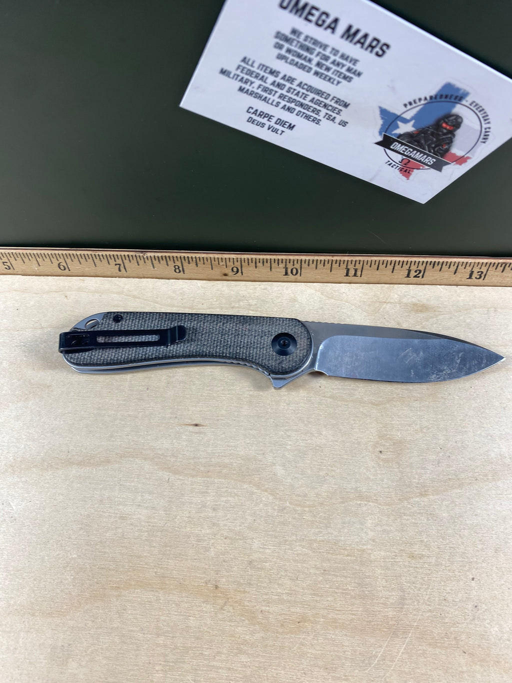 CIVIVI #26 Elementum Flipper Knife Micarta Handle. Light usage. Dirty. (MSRP $61.80 NEW)
