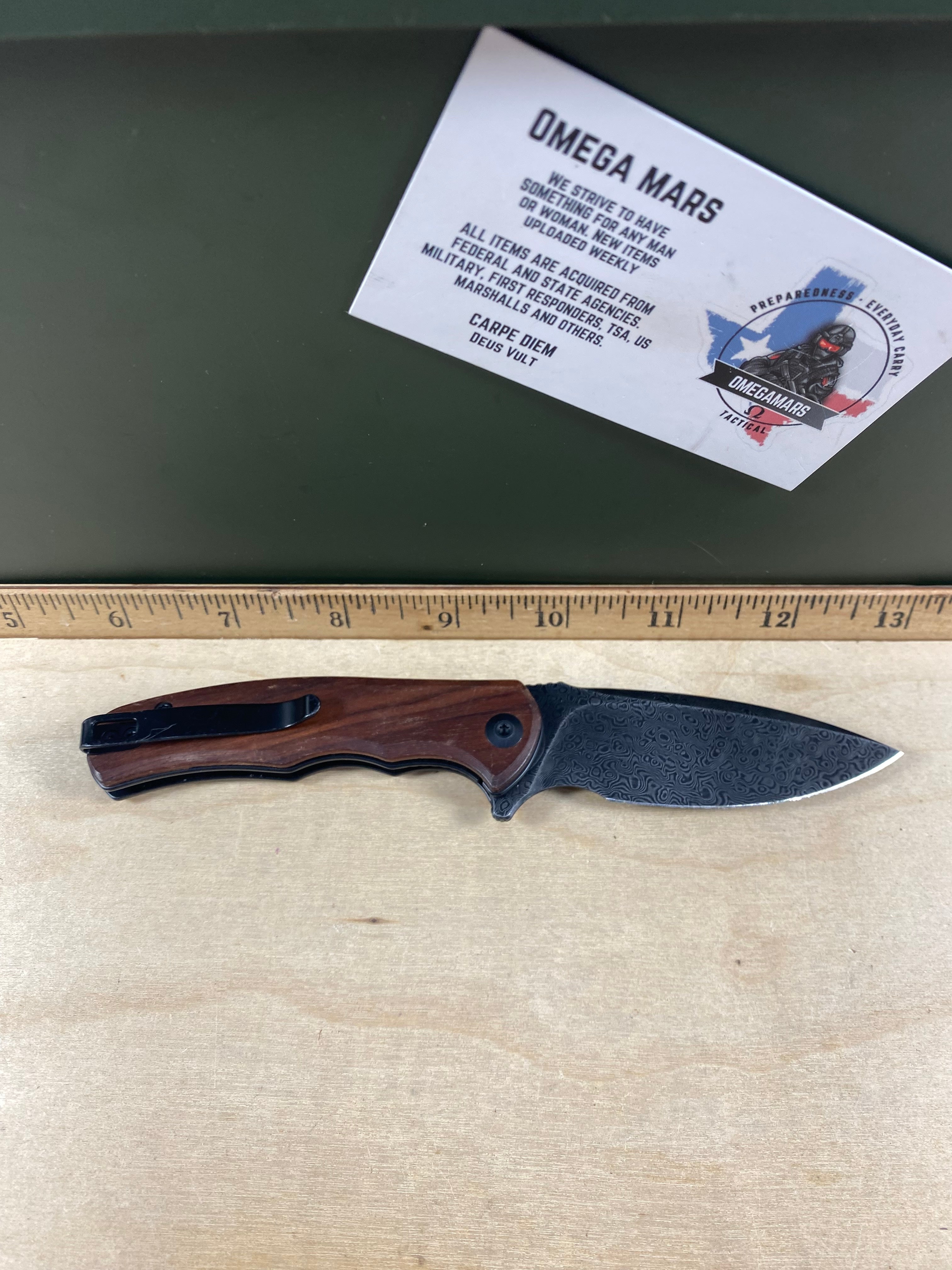CIVIVI #36 Mini Praxis Flipper Knife Wood Handle. Light usage. Dirty. (MSRP $70.00 NEW)