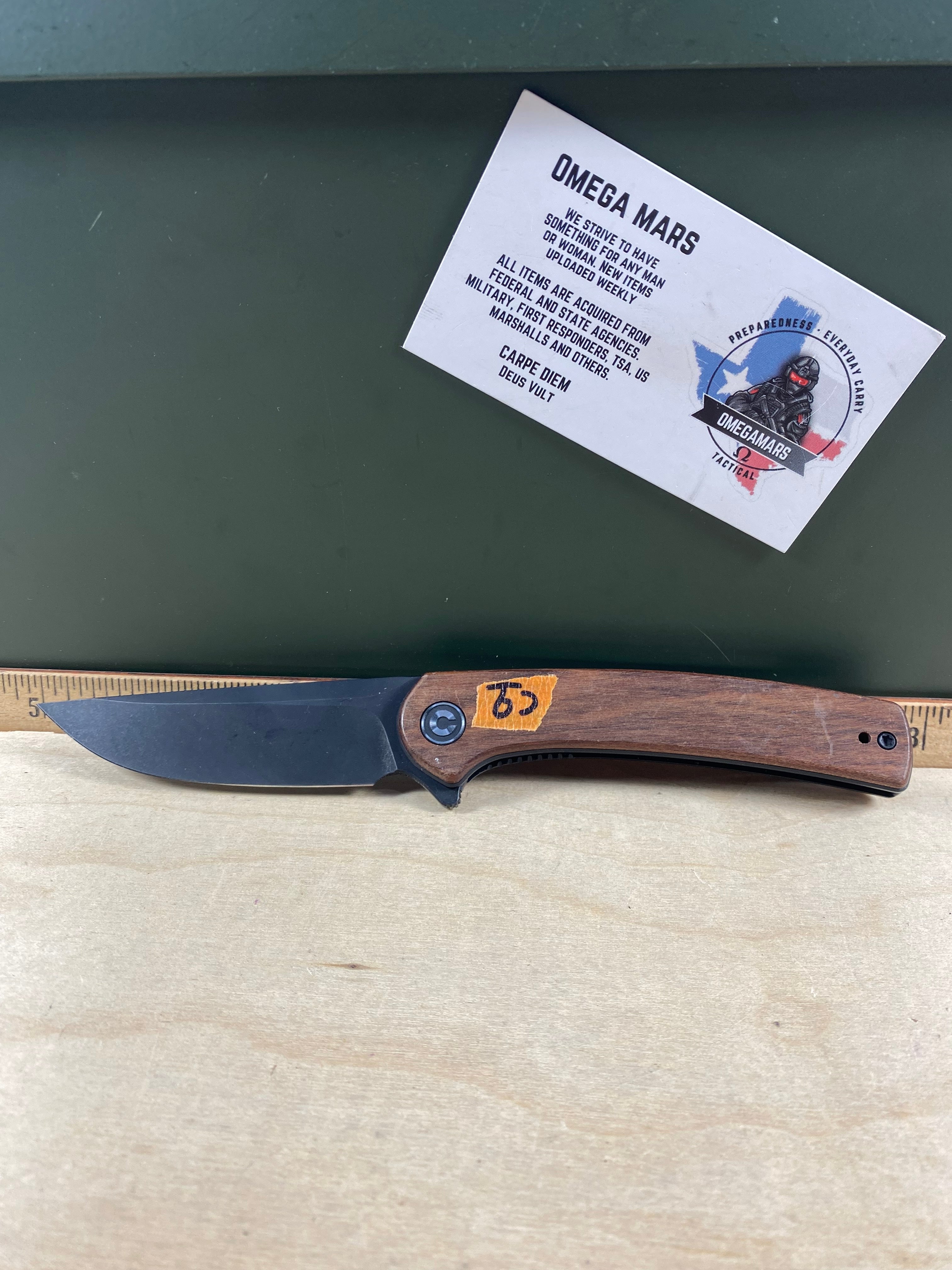 CIVIVI #C9 Mini Asticus Flipper Knife Wood Handle. Looks/feel brand new. Handle shows sing of usage. DISCONTINUED (MSRP $75.00 NEW)
