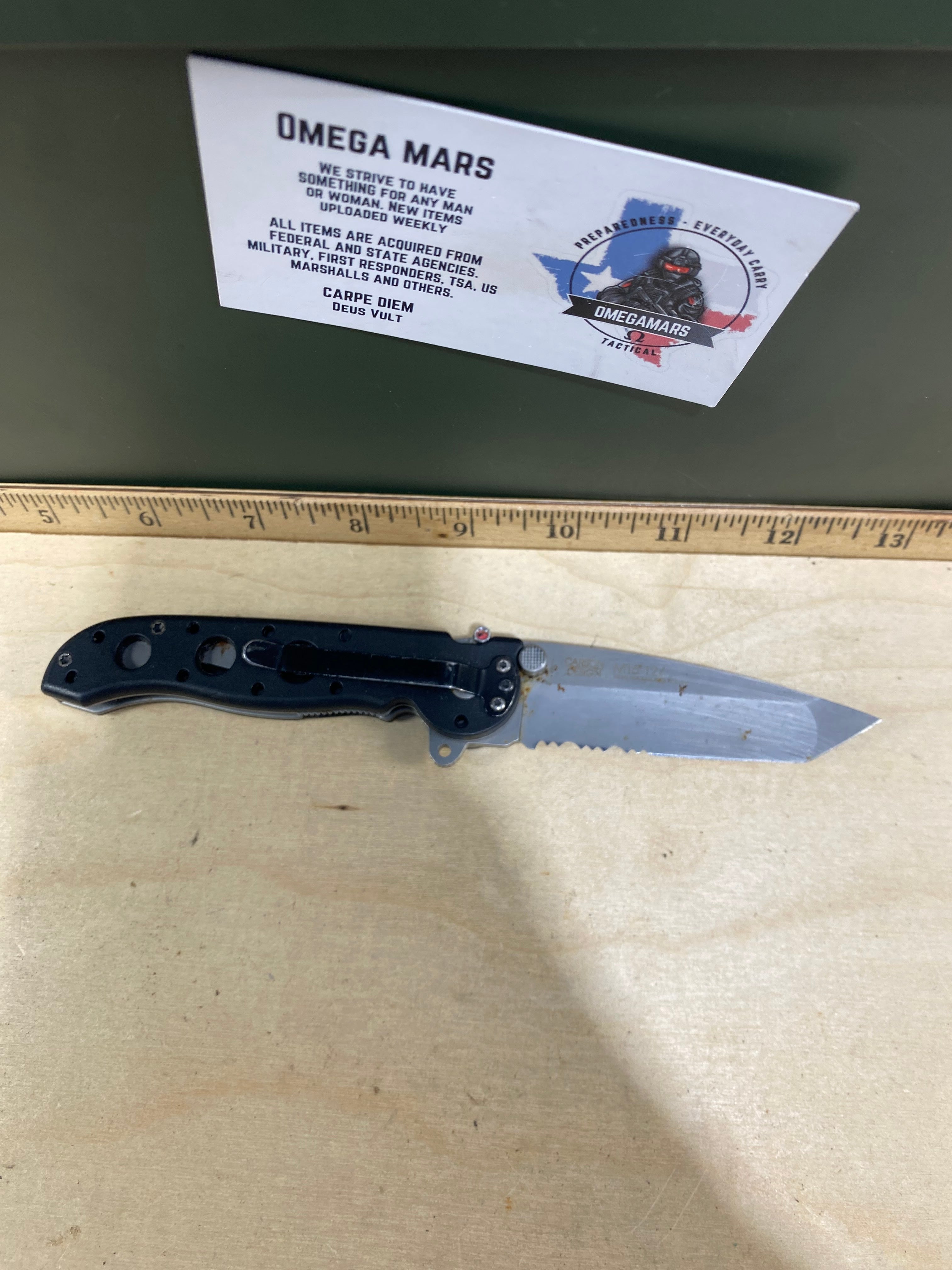 CRKT M16-12Z #36. Light usage. Super dirty. Resharpened. Chip on blade.