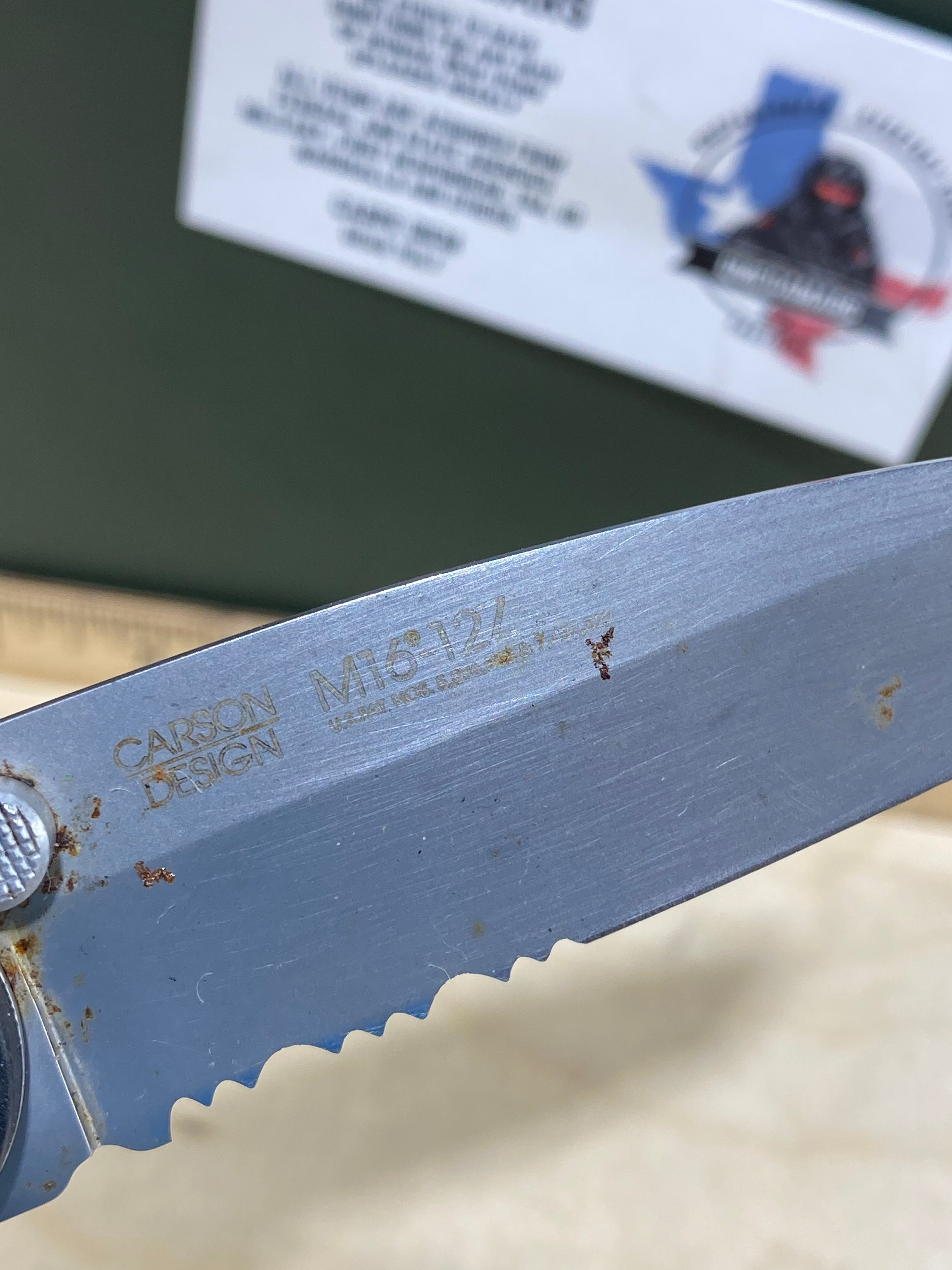 CRKT M16-12Z #36. Light usage. Super dirty. Resharpened. Chip on blade.