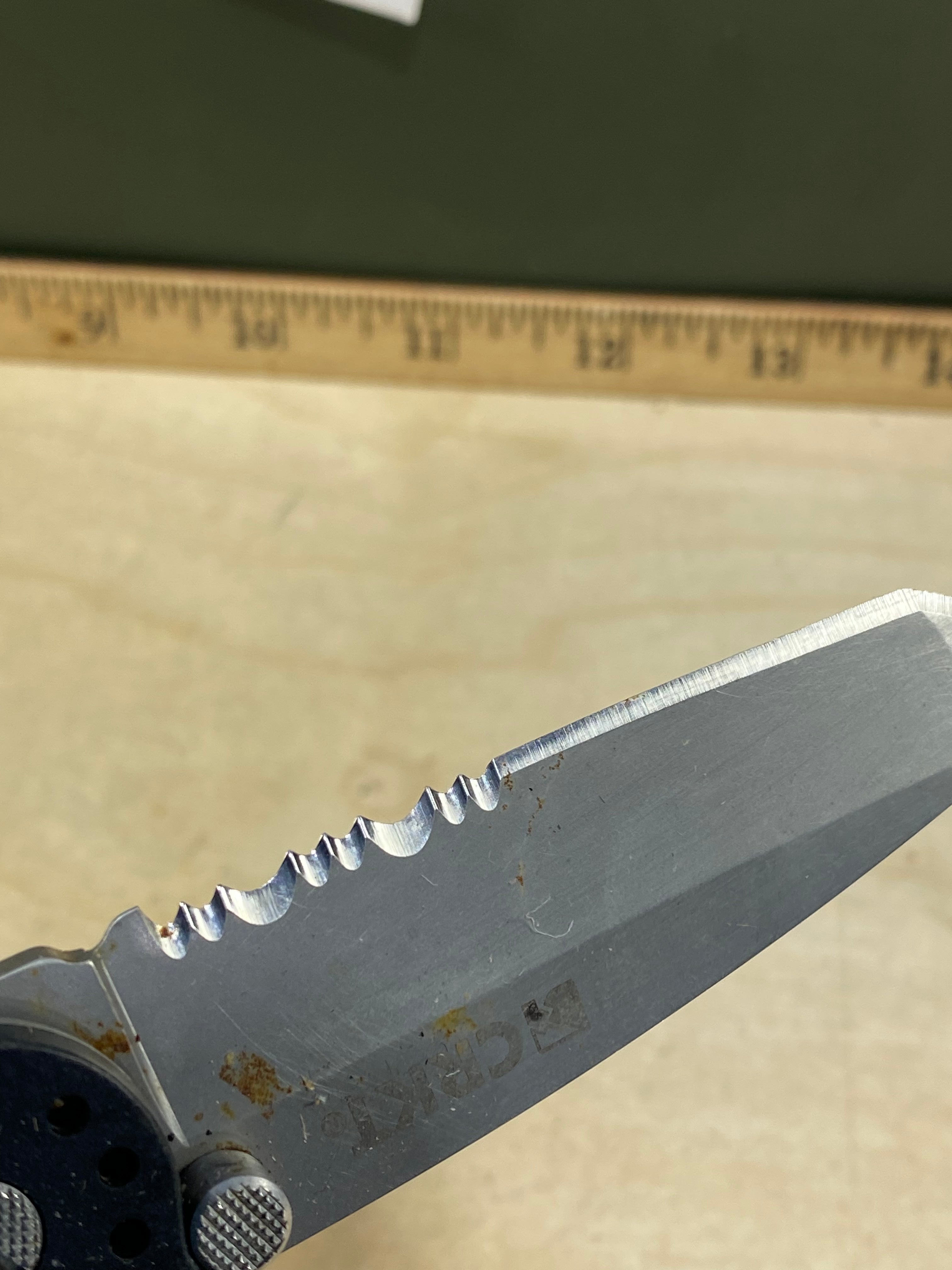 CRKT M16-12Z #36. Light usage. Super dirty. Resharpened. Chip on blade.