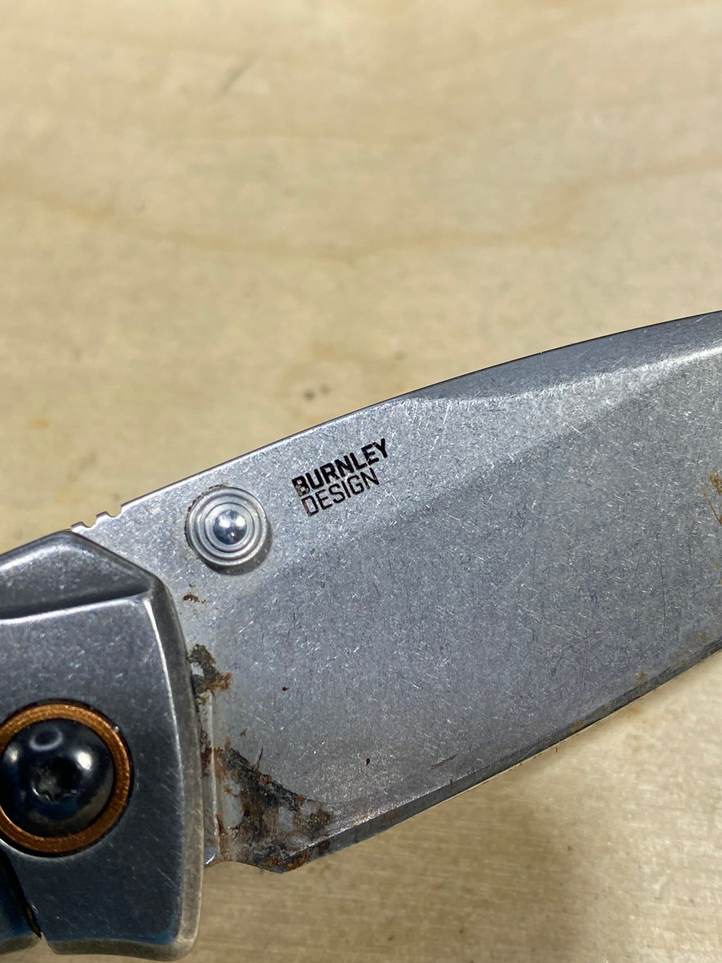 CRKT 2522 Burnley Design #42. Light usage. Customized. Resharpened. Super Dirty.