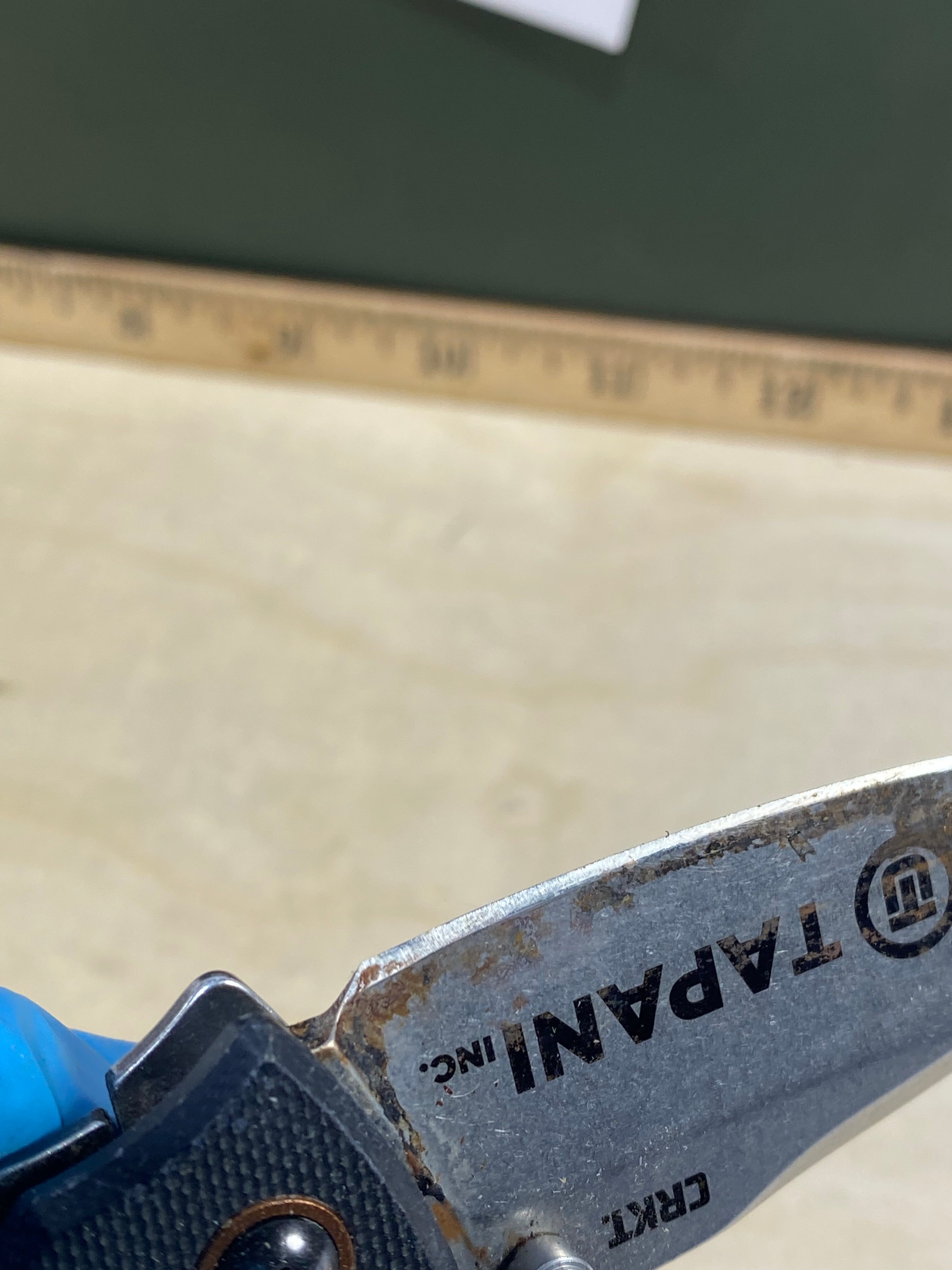 CRKT 2522 Burnley Design #42. Light usage. Customized. Resharpened. Super Dirty.