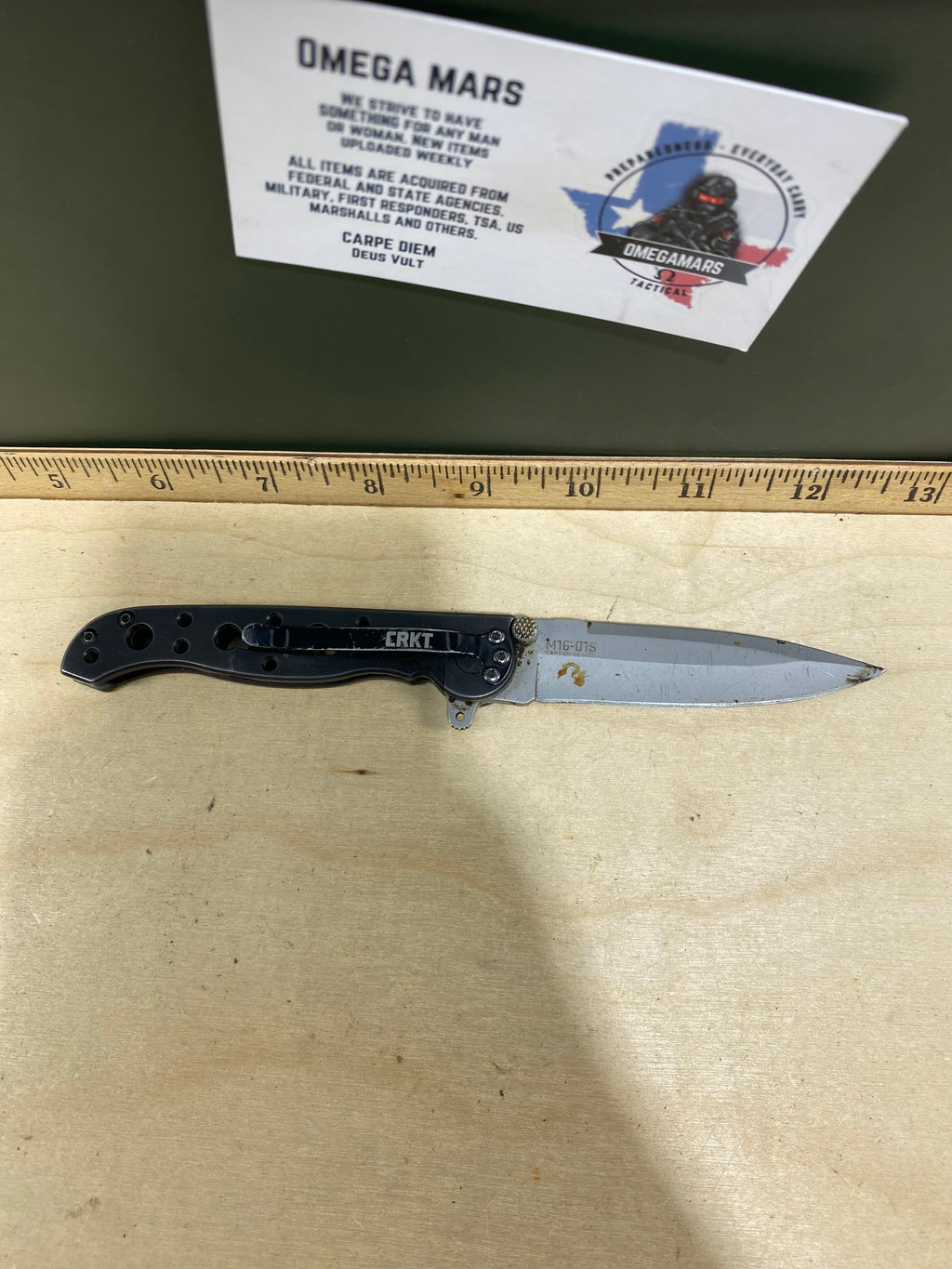 CRKT M16-01S Carson #54. Light usage. Resharpened. Dirty