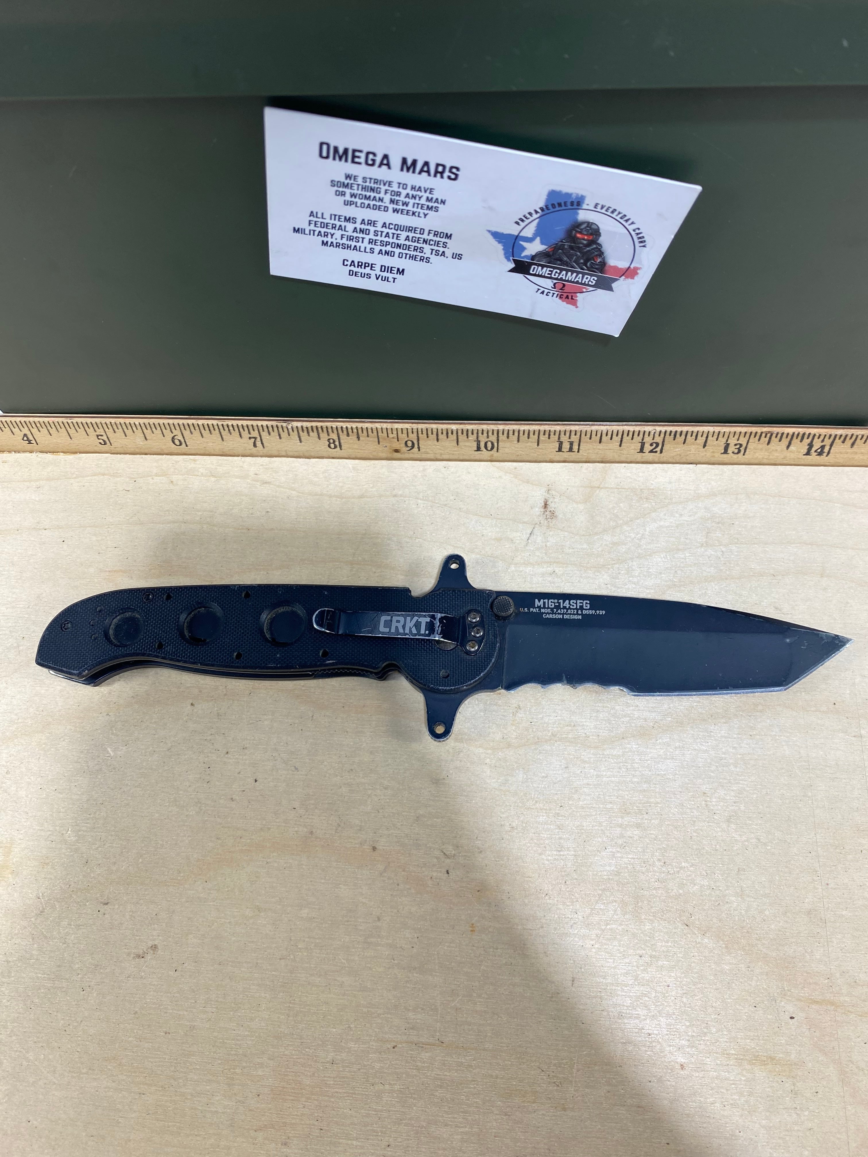 CRKT M16-14SFG #102. Light usage. Resharpened