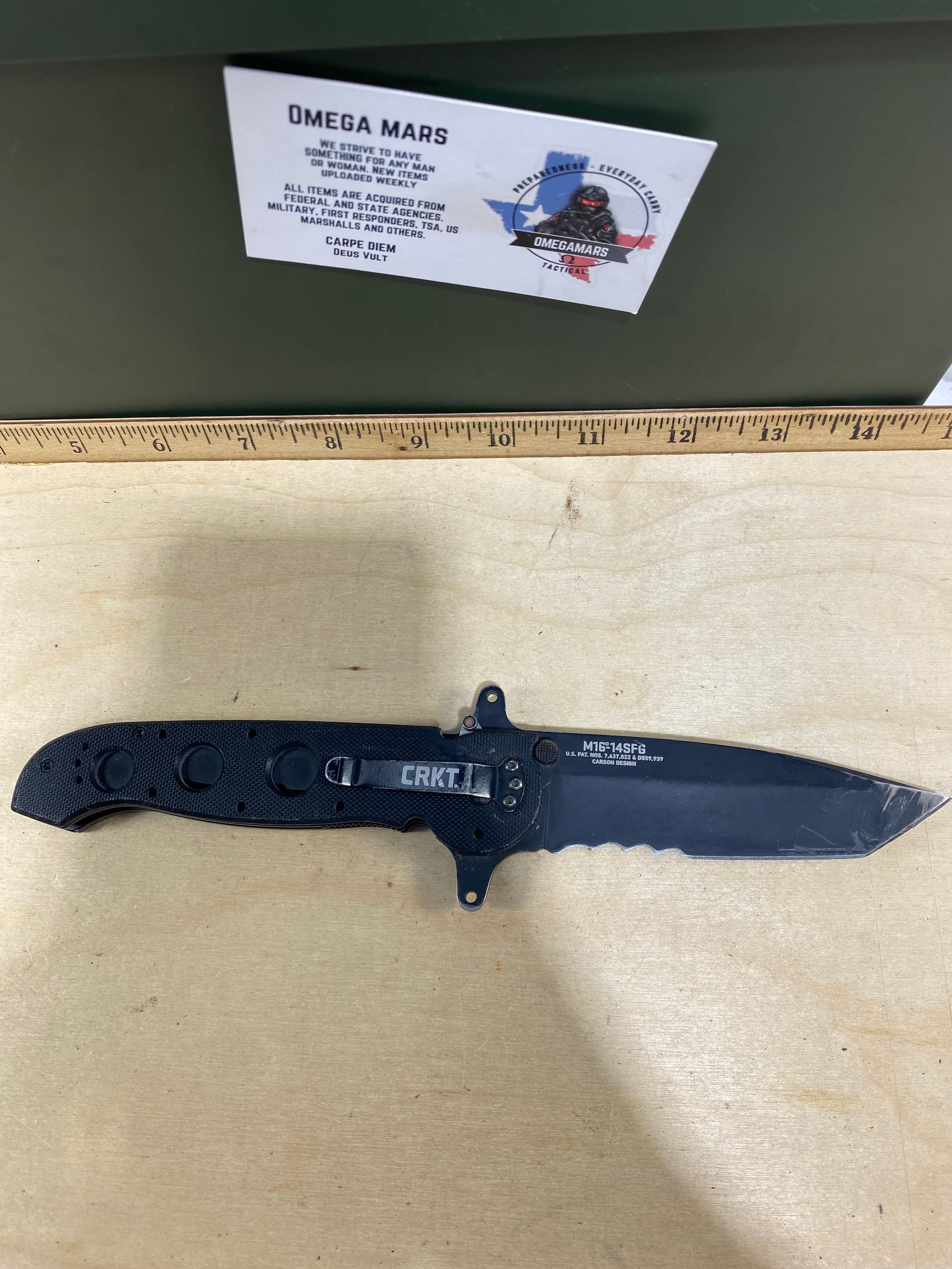 CRKT M16-14SFG #104. Light usage. Resharpened