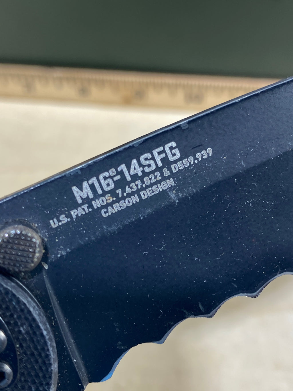 CRKT M16-14SFG #105. Light usage. Chips on blade.