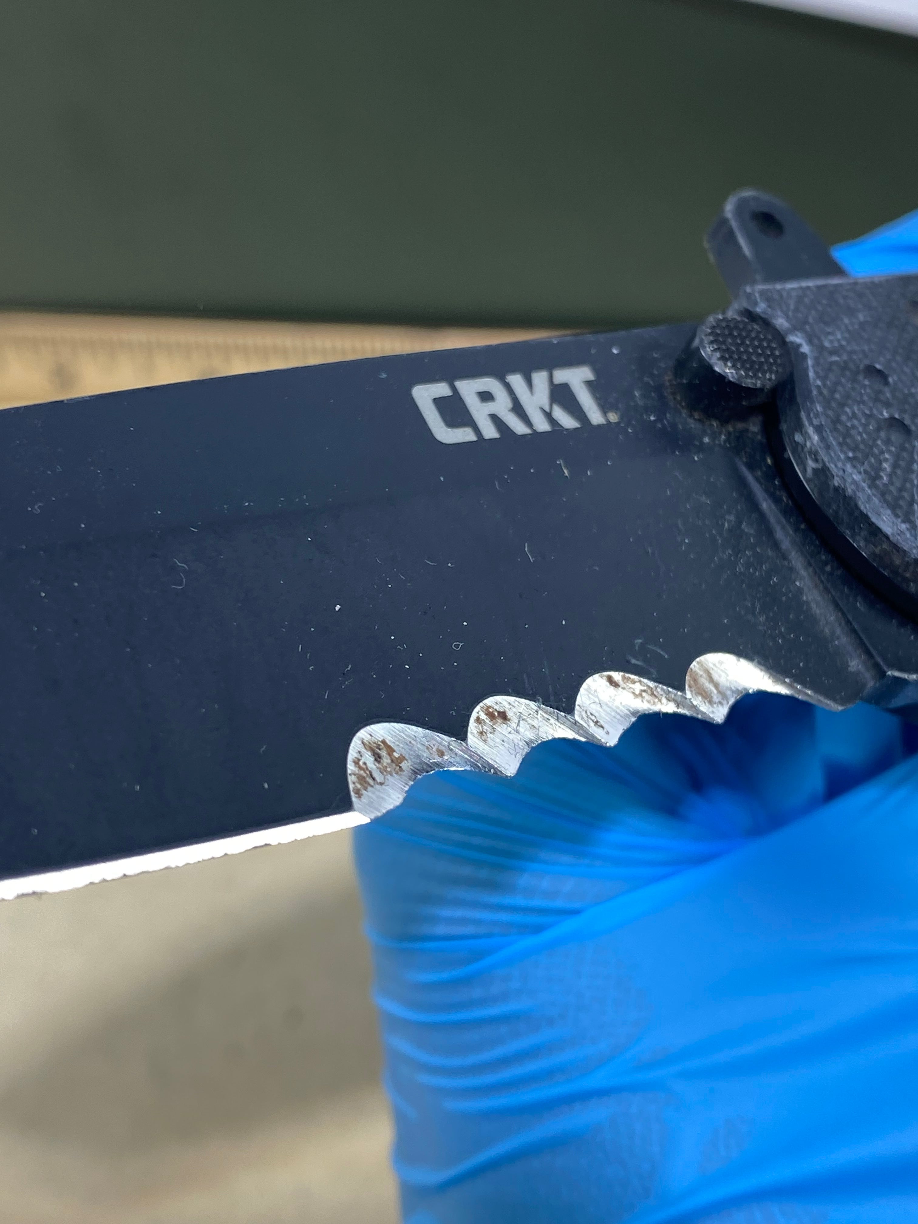 CRKT M16-14SFG #105. Light usage. Chips on blade.