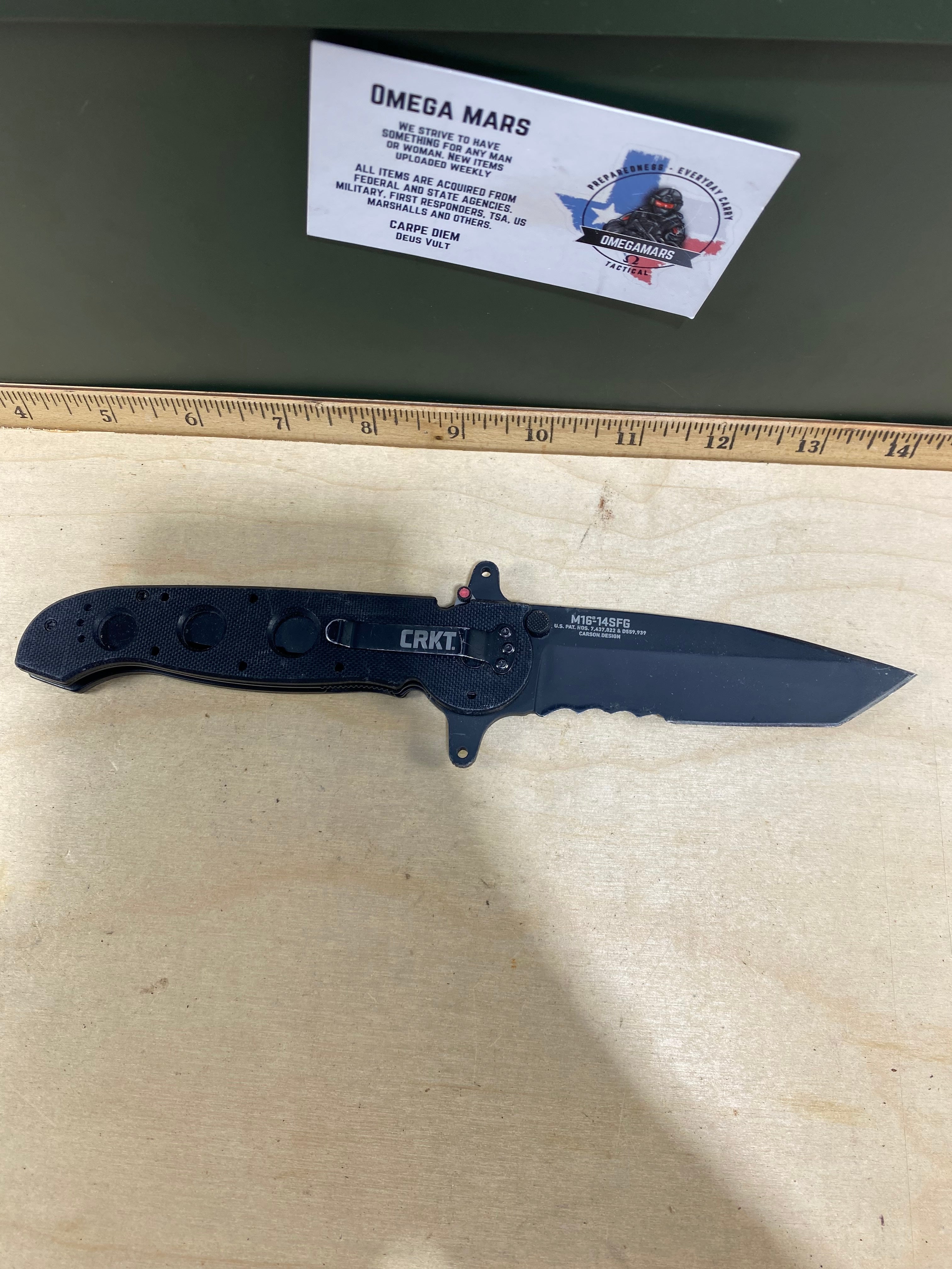CRKT M16-14SFG #106. Light usage. Resharpened