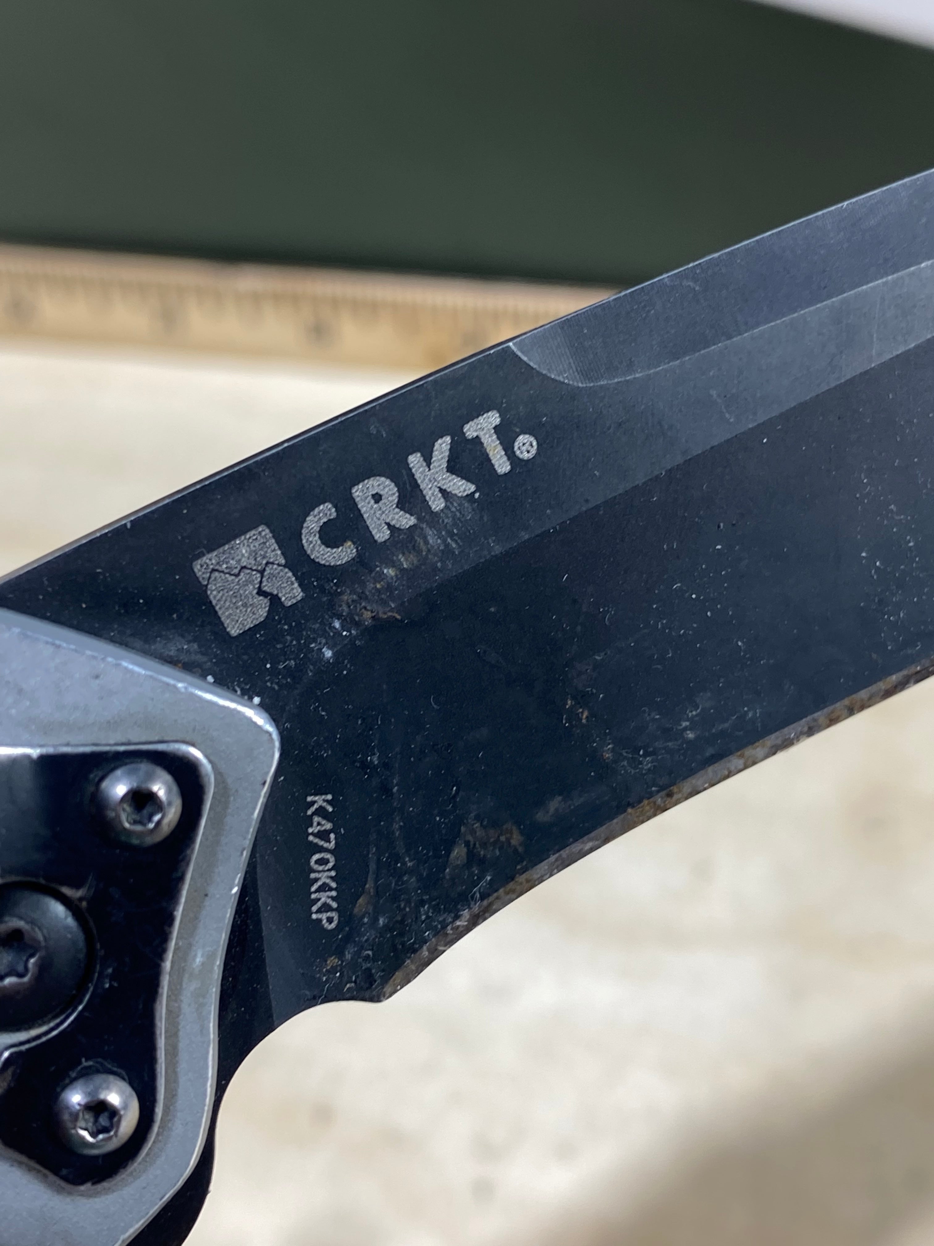 CRKT K470KKP #136. Light usage. Resharpened. Dirty.