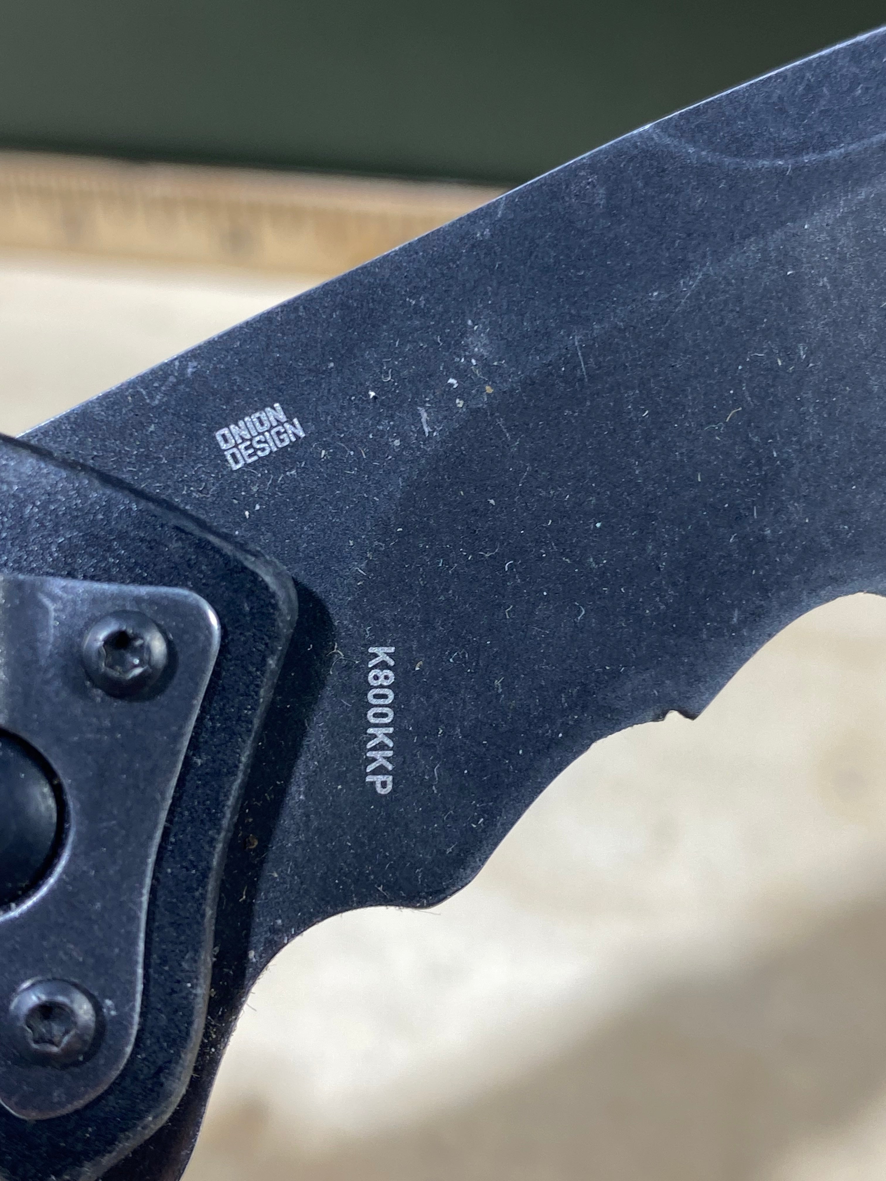 CRKT K800KKP Shenanigan Assisted #137. Light usage. Chip on blade