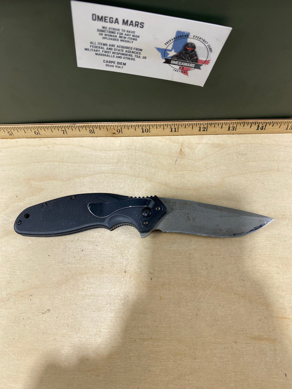 CRKT K480KKP #138. Light usage. Dirty. Resharpened. Chips on blade