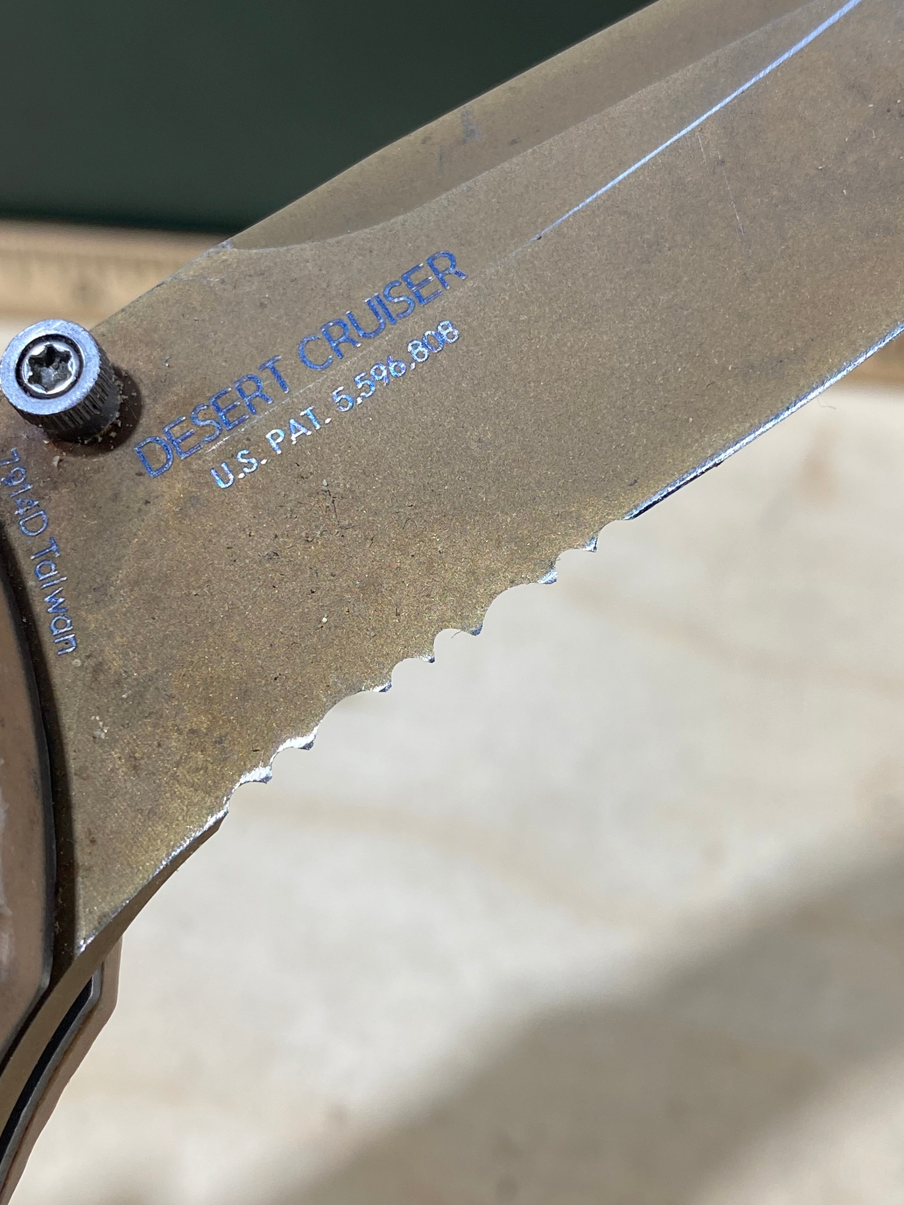 CRKT 7914D Hammond Desert Cruiser #148. Light usage. Resharpened. Dirty. Discontinued