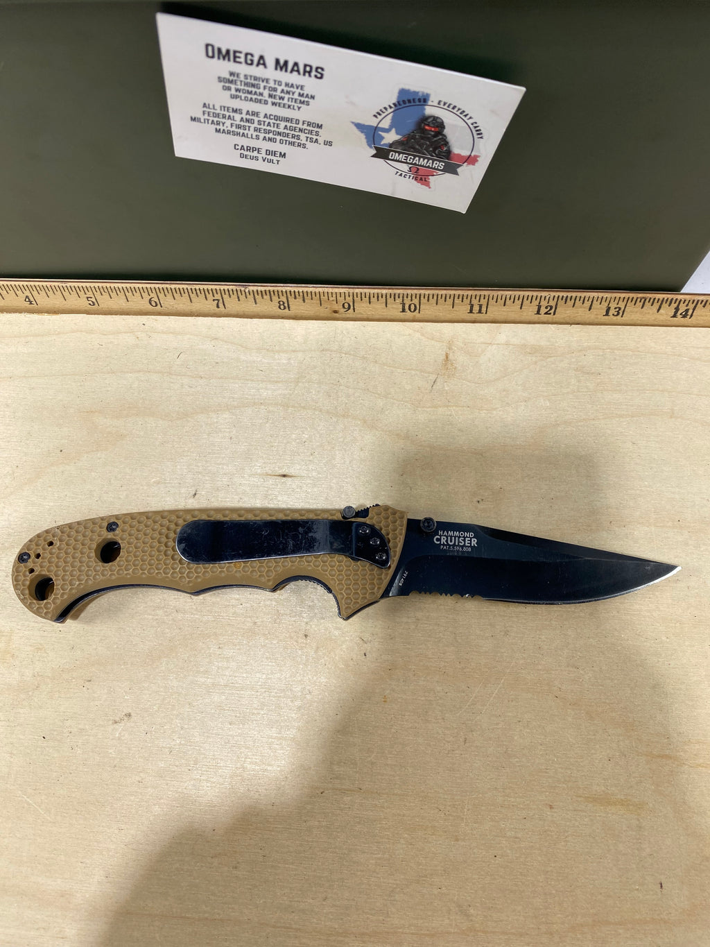 CRKT 7914DB Hammond Cruiser #149. Light usage. Tip chipped. Discontinued