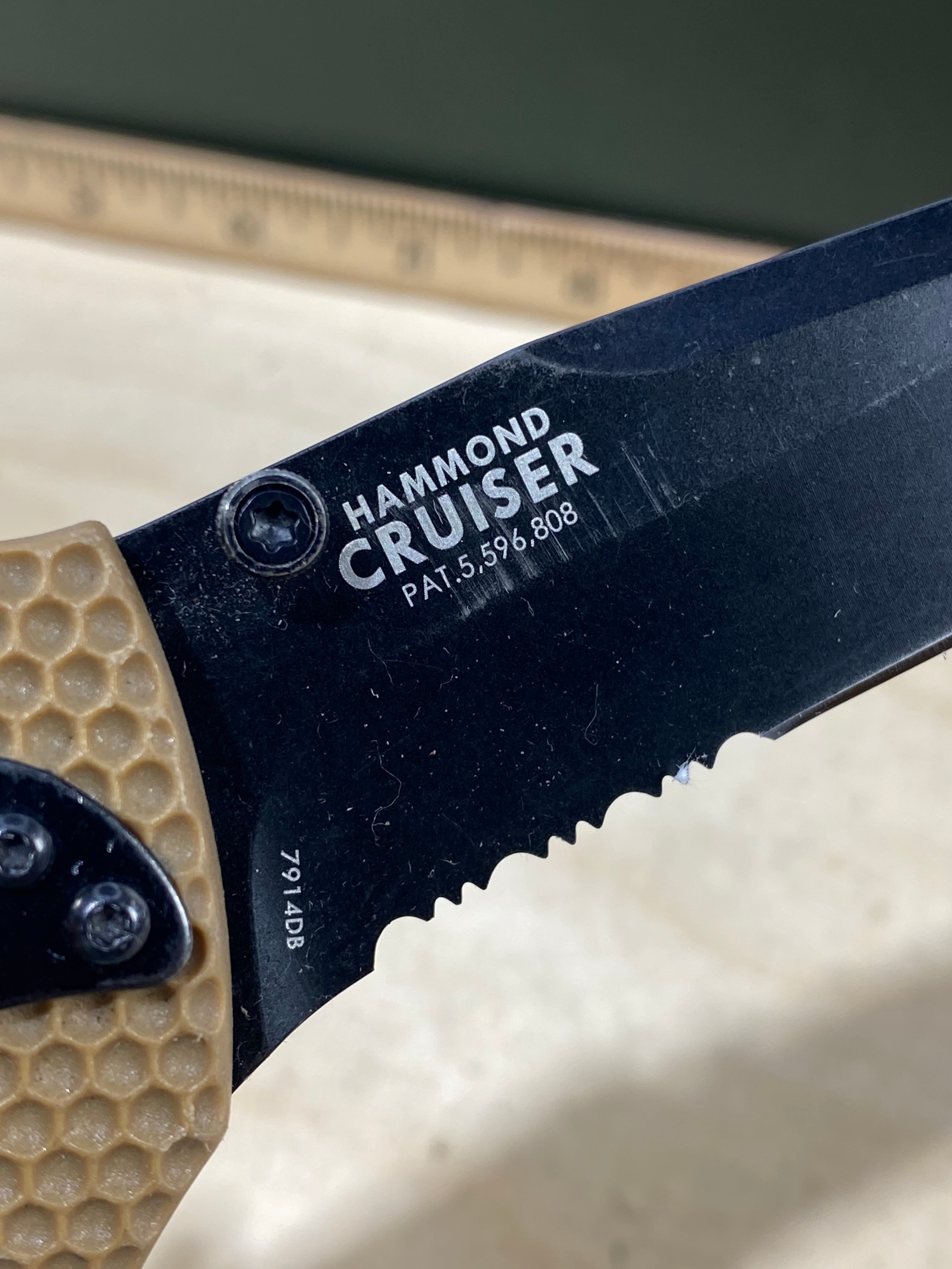 CRKT 7914DB Hammond Cruiser #149. Light usage. Tip chipped. Discontinued